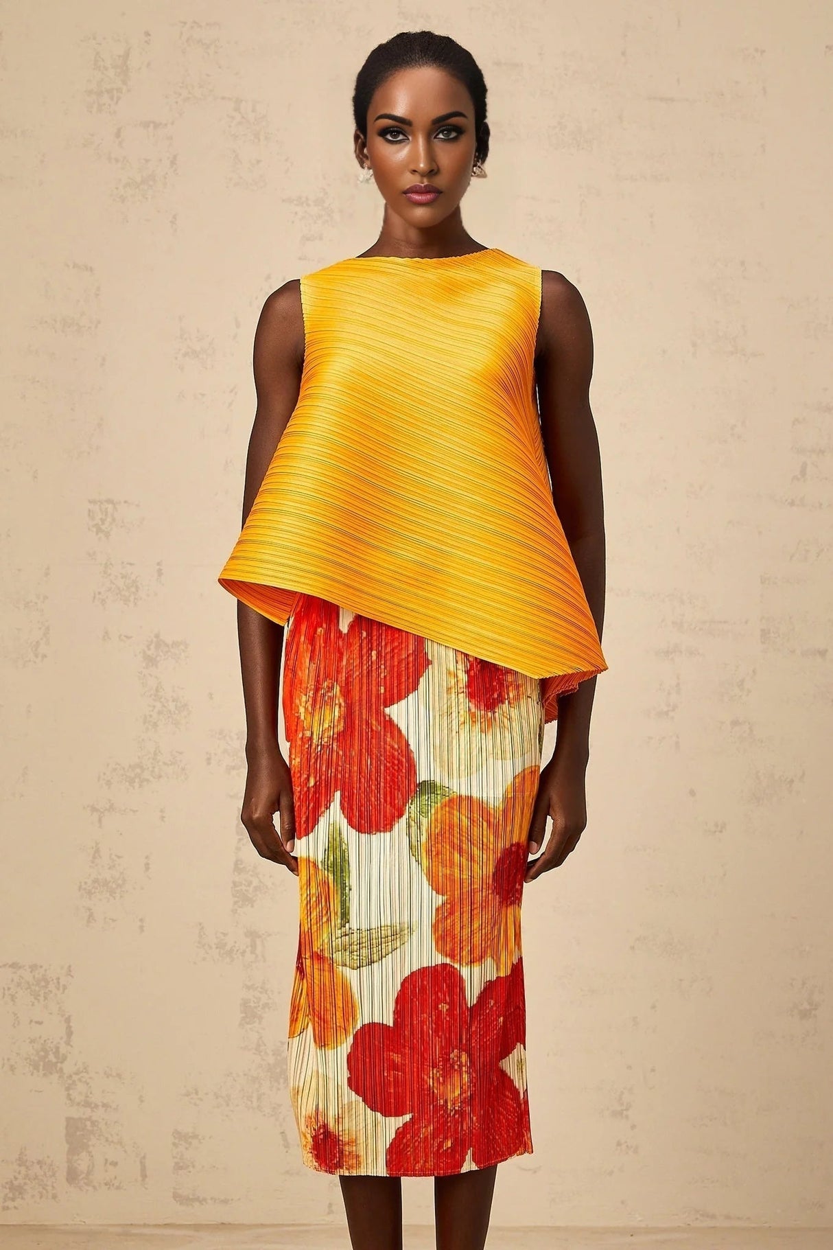 Catherine Top & Skirt Set Amber - Orange Floral Print