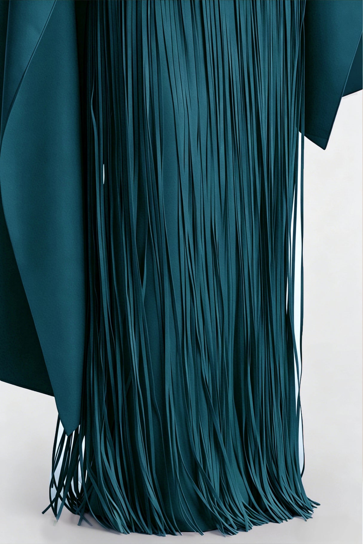 Cayetana Teal Fringe Maxi Dress with Cape Effect