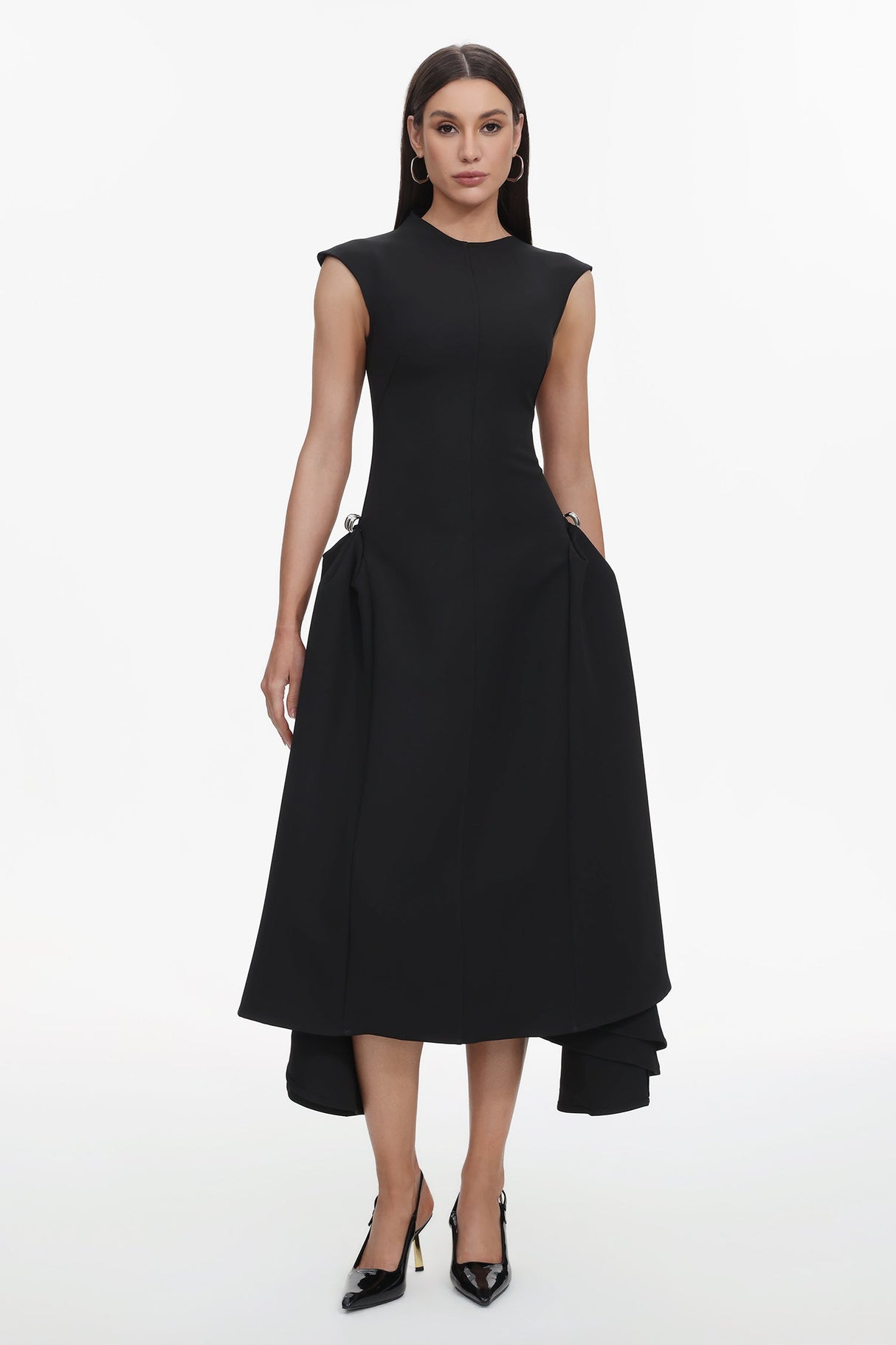 Cecilia Black Sleeveless Maxi Dress with Elegant Design and Sophisticated Detailing