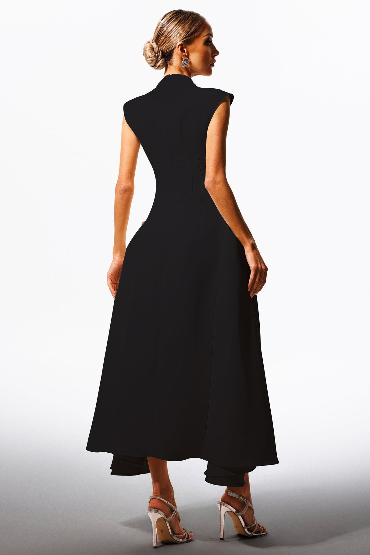 Cecilia Black Sleeveless Maxi Dress with Elegant Silhouette and Side Detailing