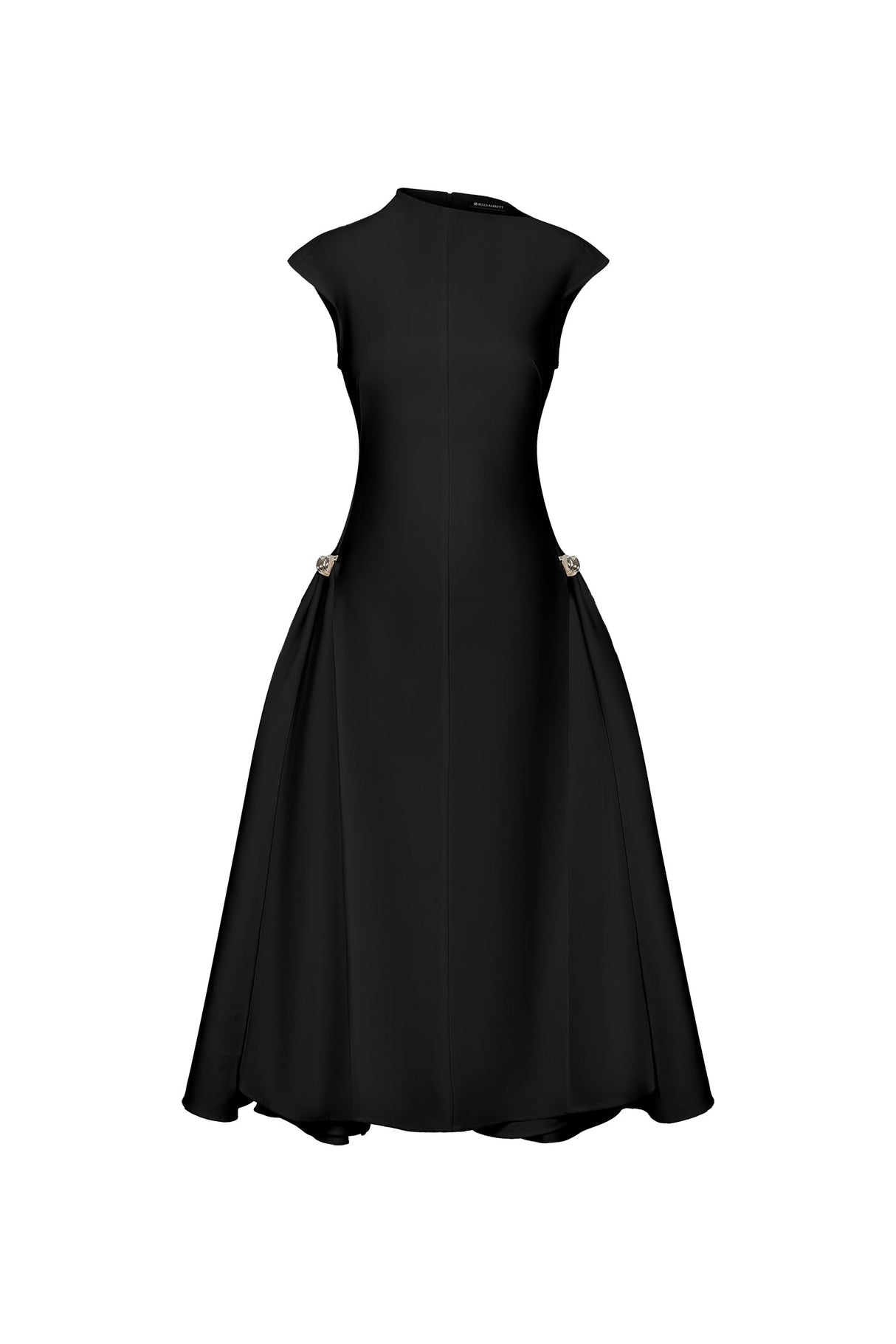 Cecilia Black Sleeveless Maxi Dress with Elegant Silhouette and Innovative Side Detailing
