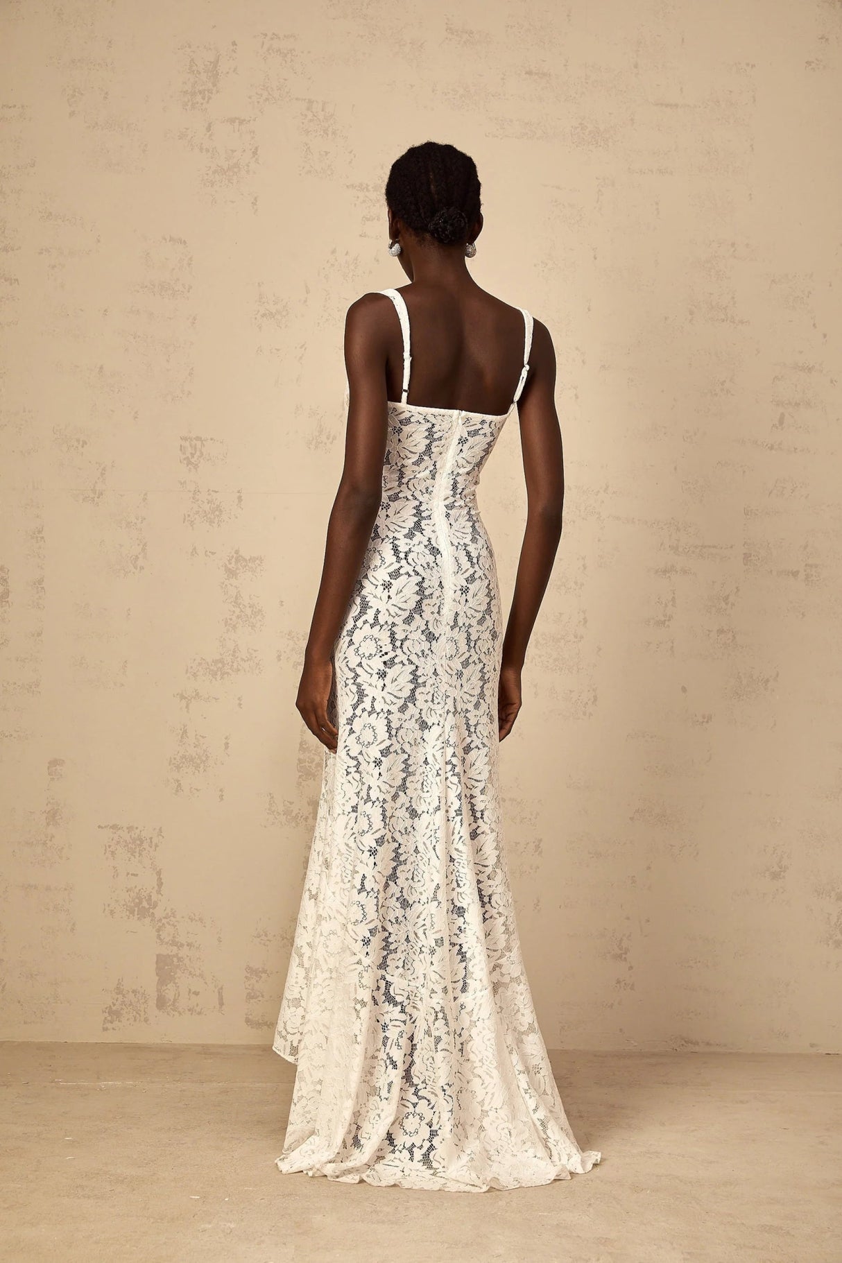 Cecilia Maxi Dress White Lace Bustier Floral Ruffles Floor - Length & Sheer