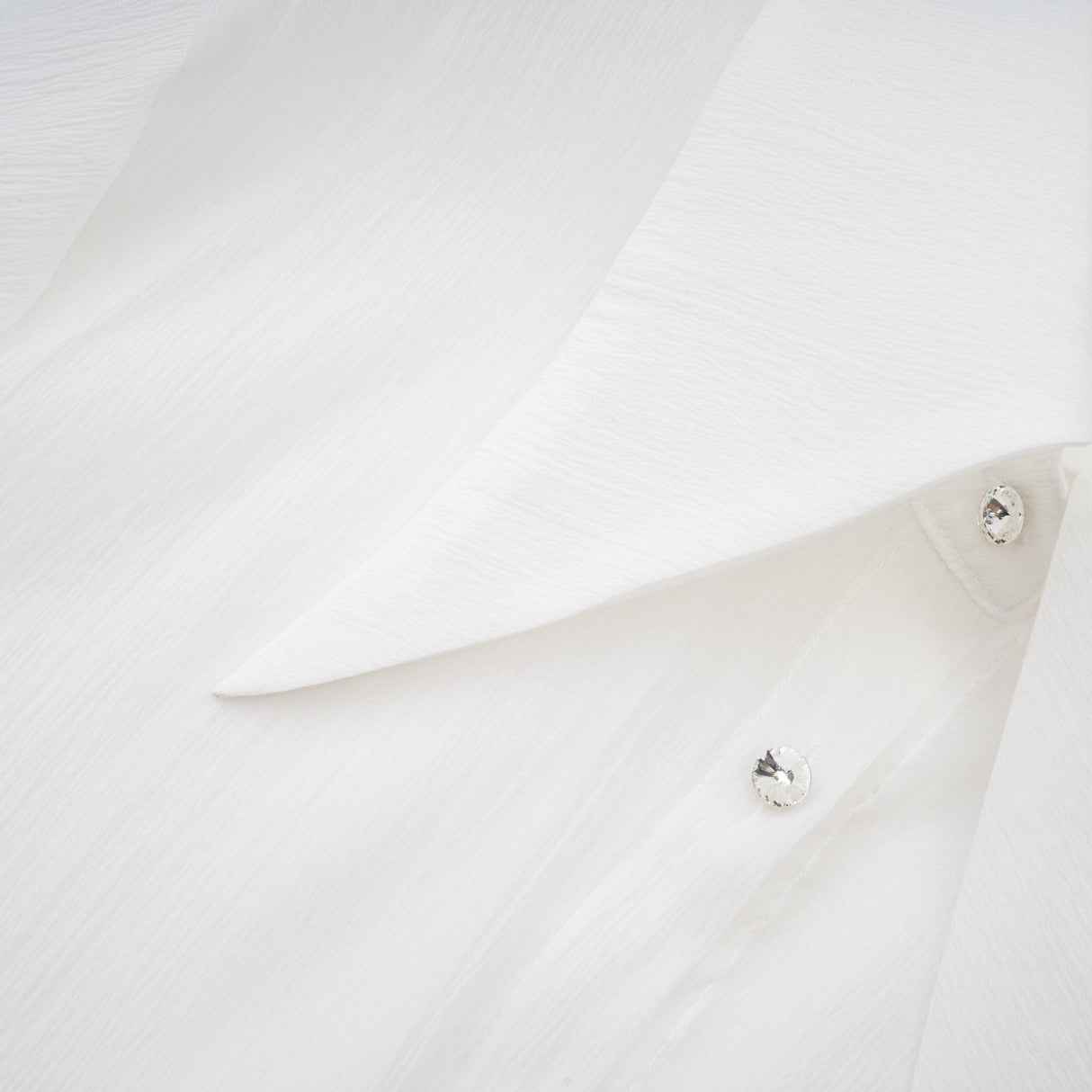 Cecilia Mini Dress - Point Collar - Long Sleeves - Embellished Button Detailing & Ruffled Hem