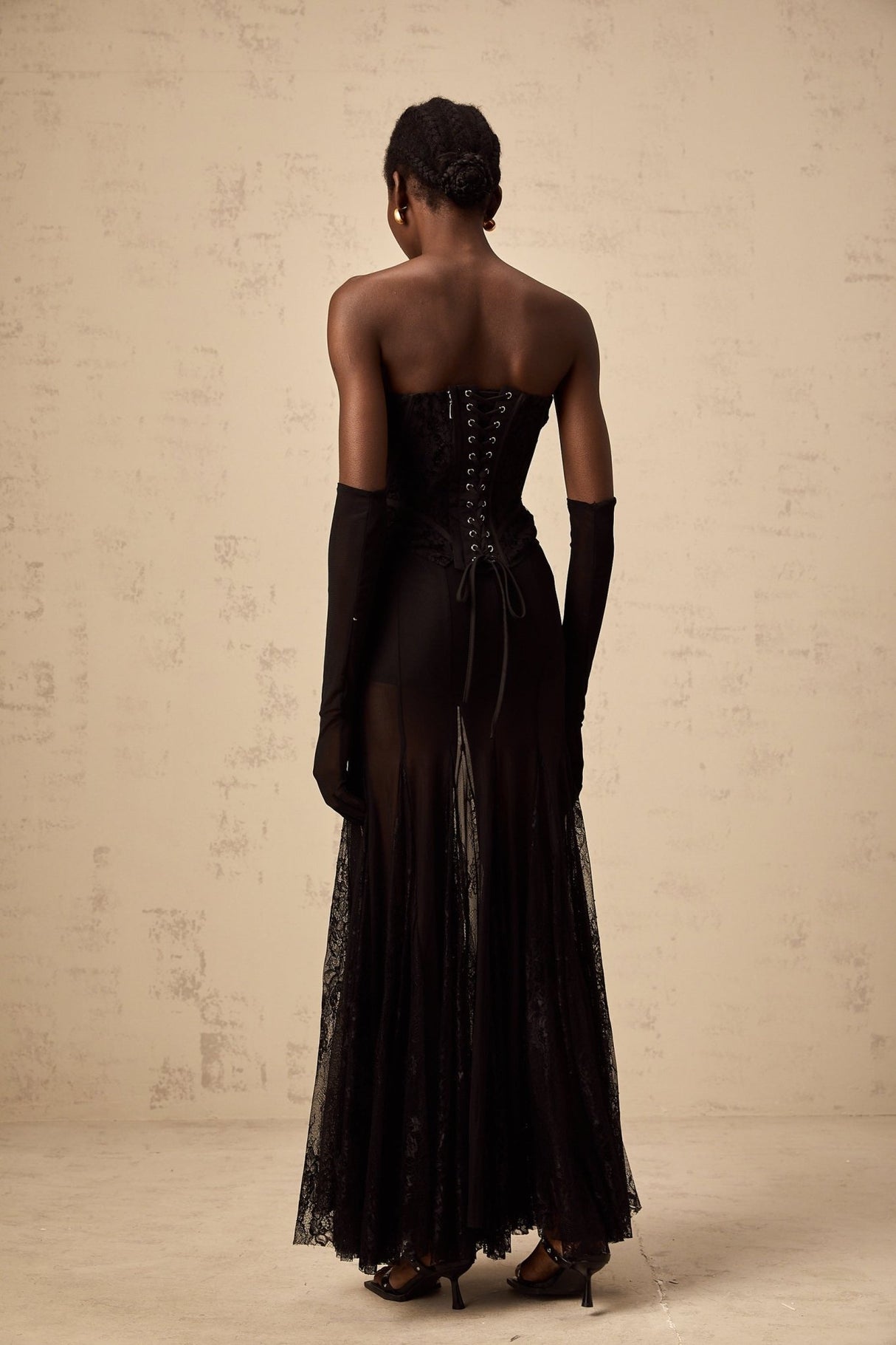 Celeste Corset & Skirt Set – Floral Lace – Semi - Sheer Tulle – Boned Fit