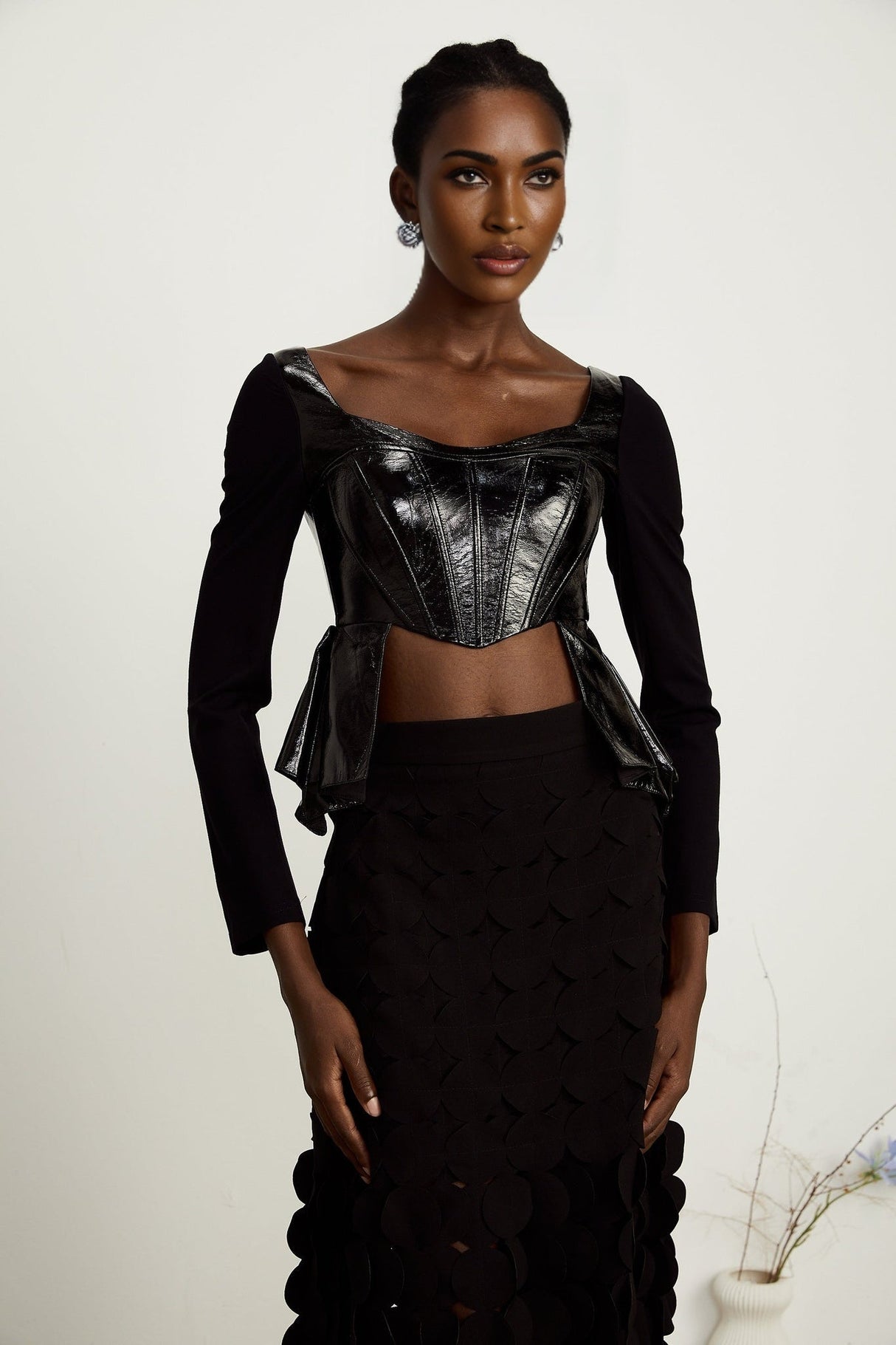 Celeste Top - Plunging Sweetheart Neckline - Open Back - Asymmetric Hem - Boned