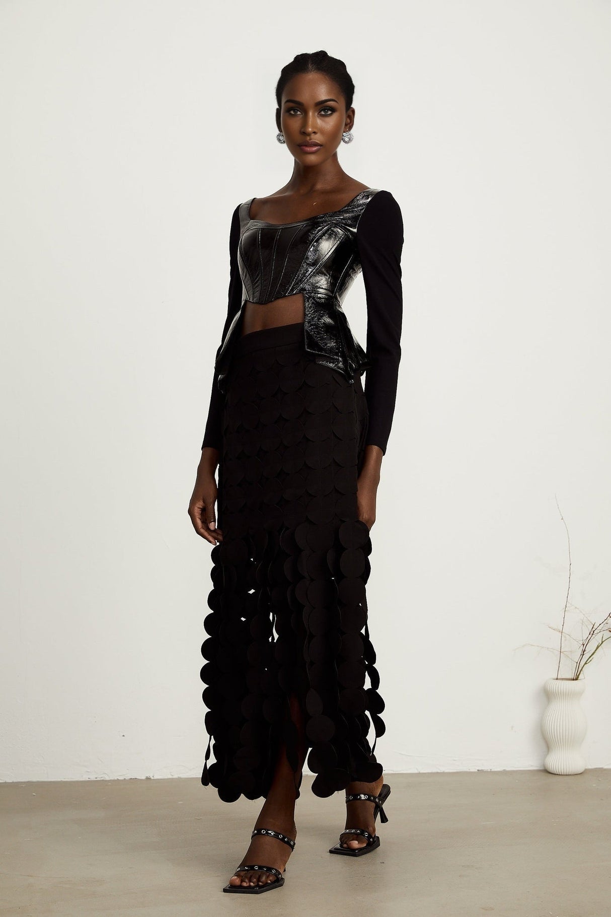 Celeste Top - Plunging Sweetheart Neckline - Open Back - Asymmetric Hem - Boned