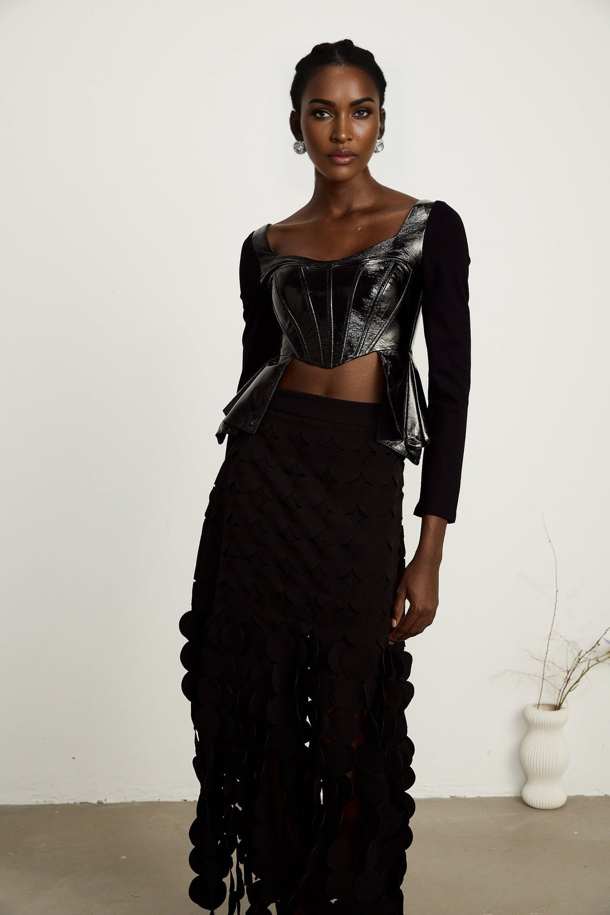 Celeste Top - Plunging Sweetheart Neckline - Open Back - Asymmetric Hem - Boned