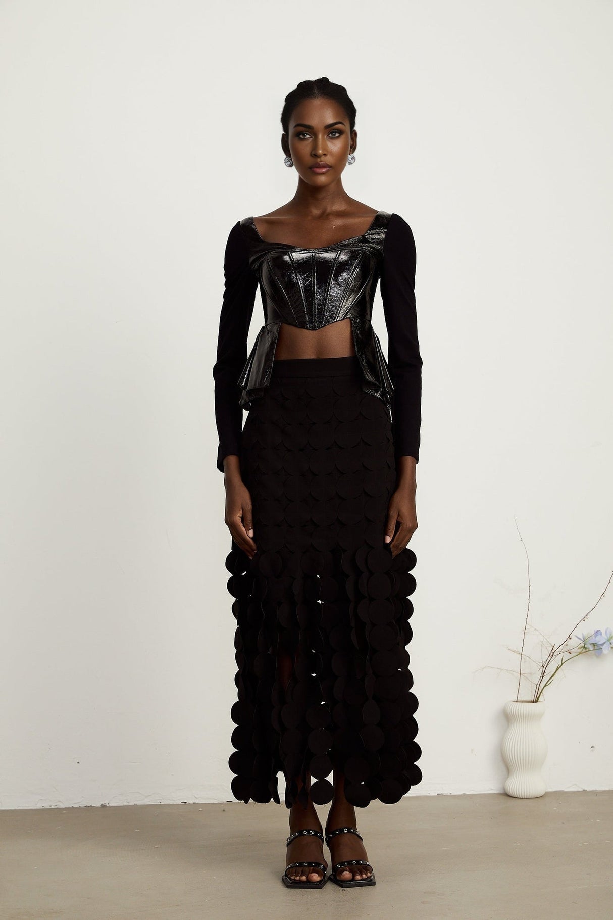 Celeste Top - Plunging Sweetheart Neckline - Open Back - Asymmetric Hem - Boned