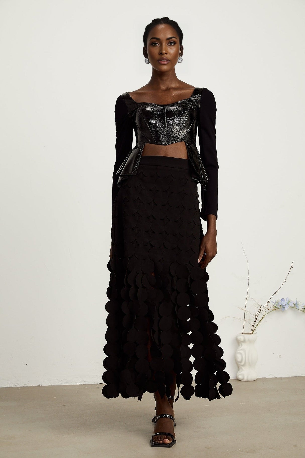 Celeste Top - Plunging Sweetheart Neckline - Open Back - Asymmetric Hem - Boned