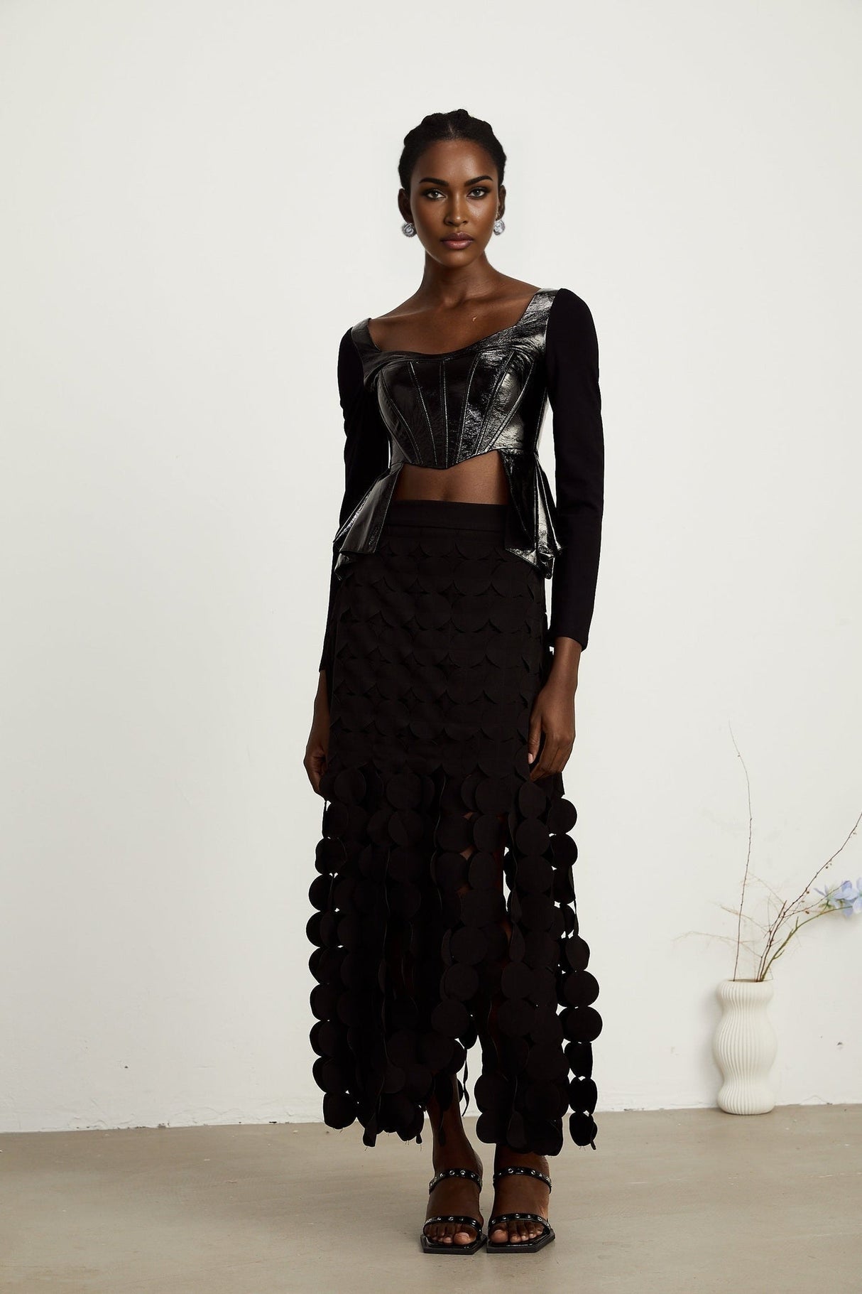 Celeste Top - Plunging Sweetheart Neckline - Open Back - Asymmetric Hem - Boned