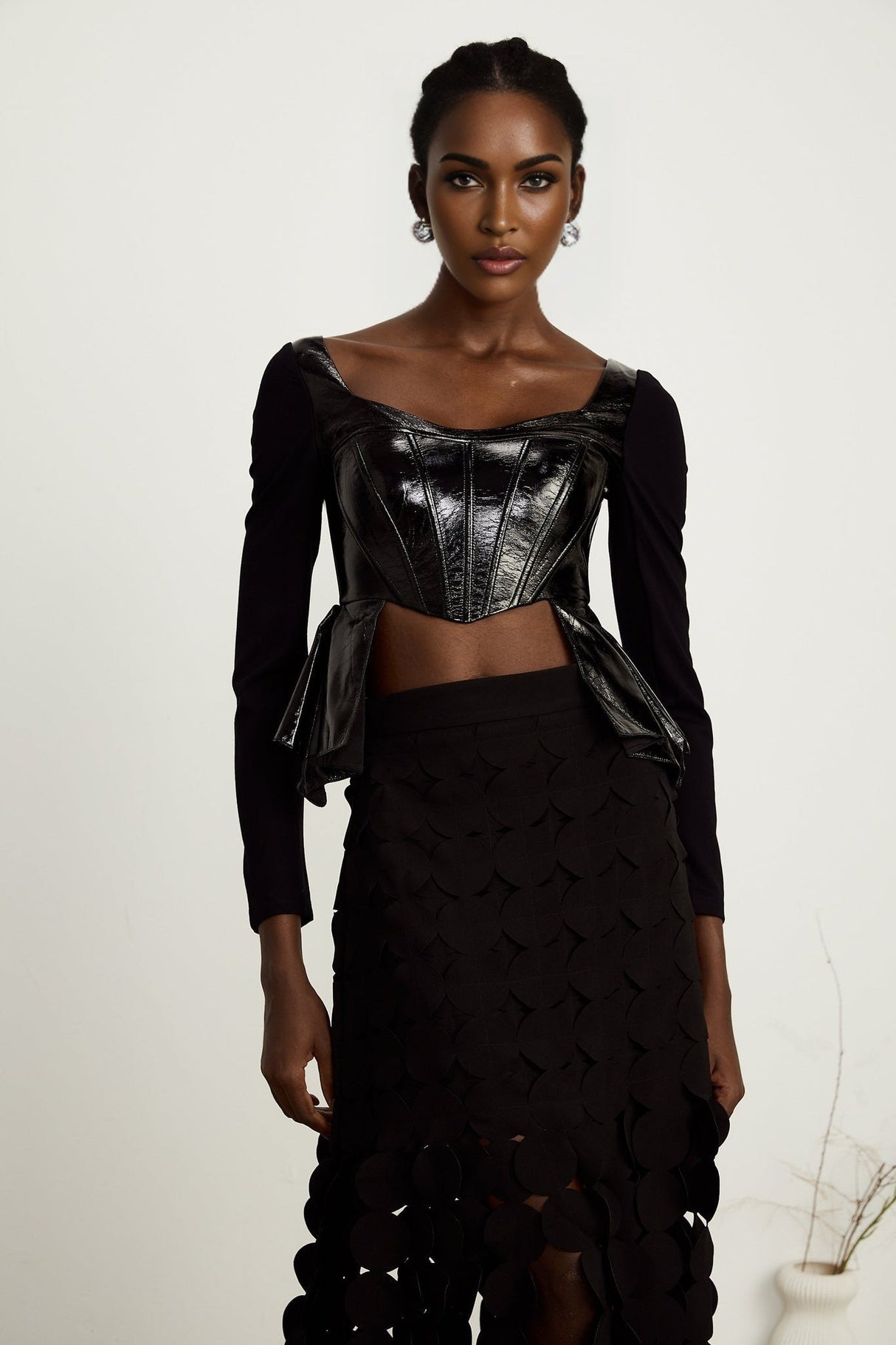 Celeste Top - Plunging Sweetheart Neckline - Open Back - Asymmetric Hem - Boned