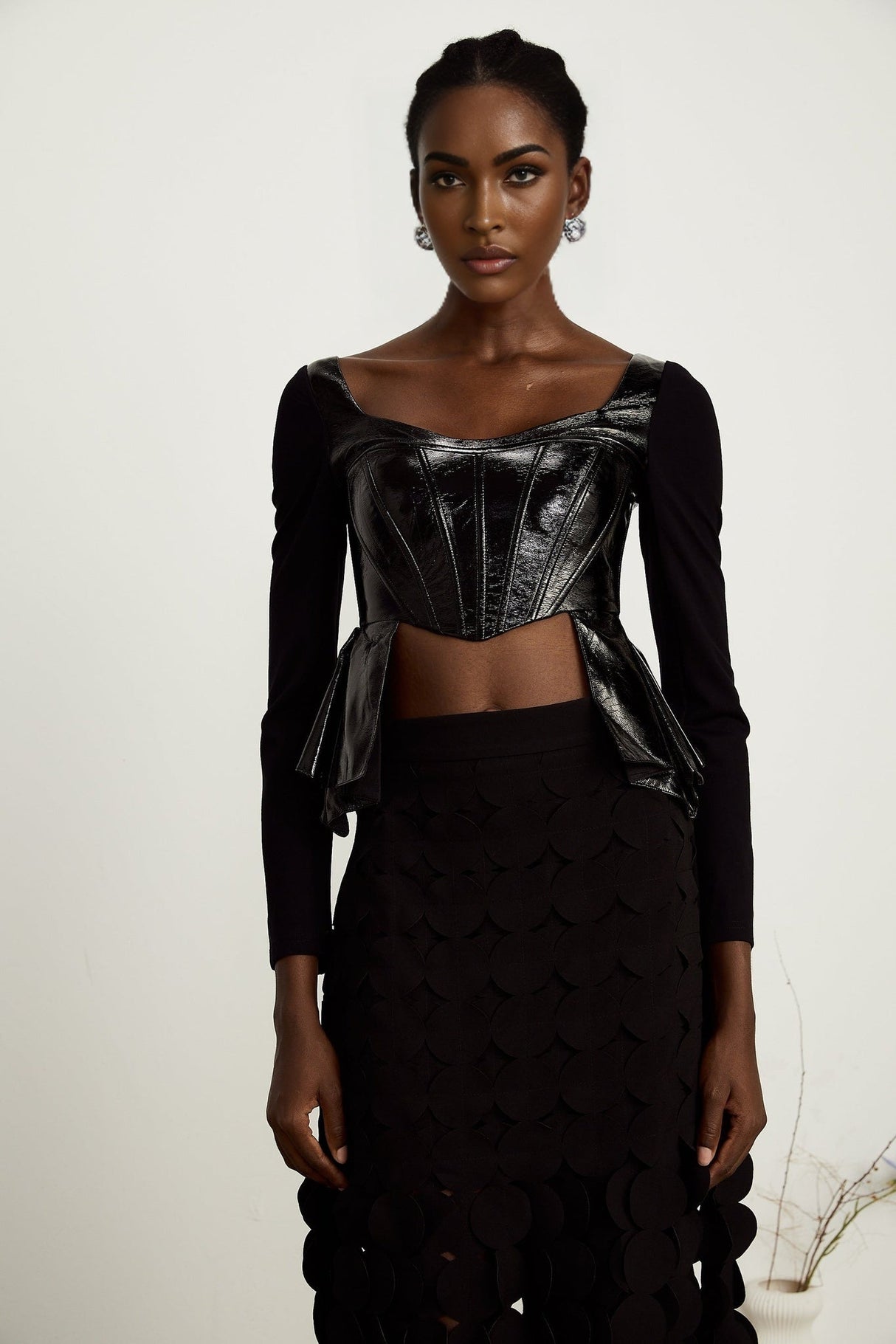 Celeste Top - Plunging Sweetheart Neckline - Open Back - Asymmetric Hem - Boned