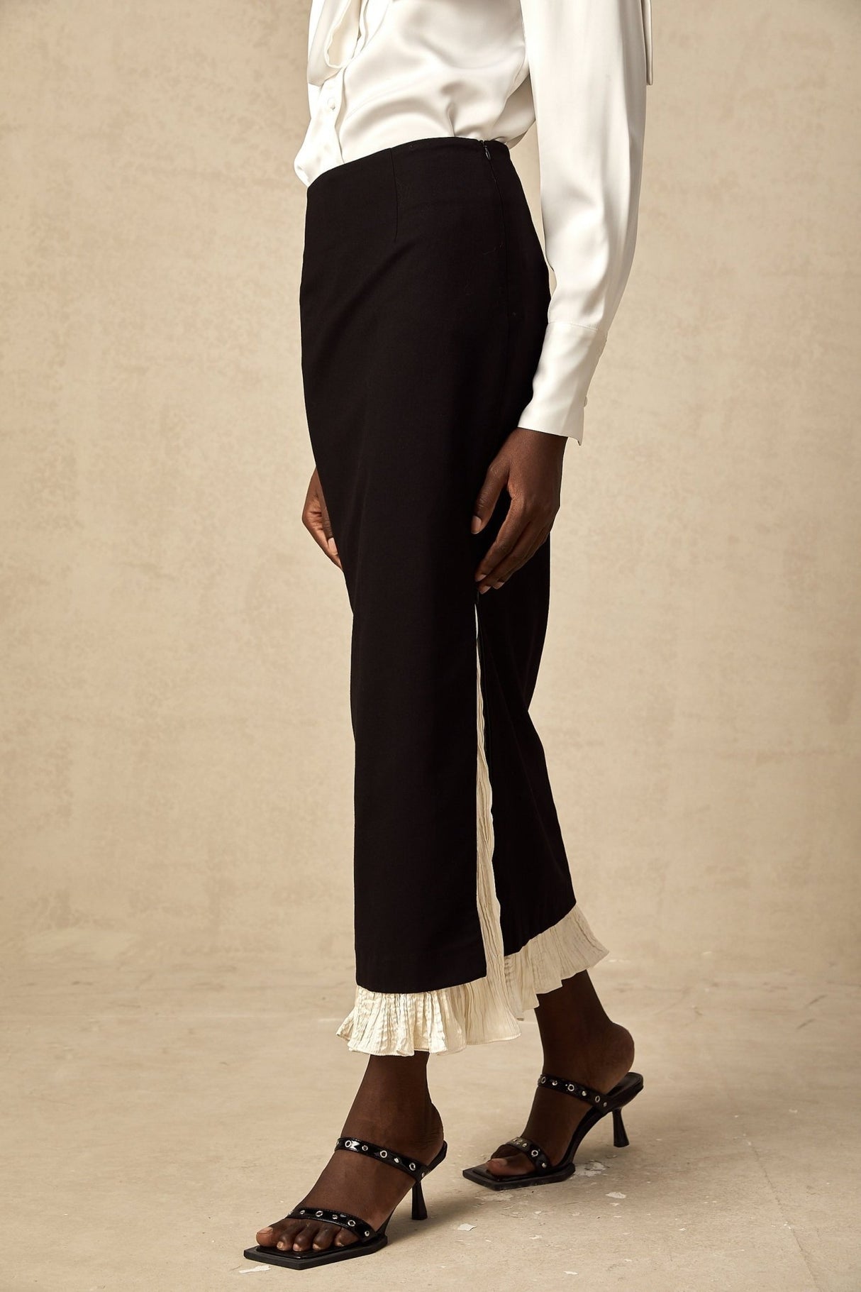 Celestina Skirt - Color Blocked Design - Panelled Ruffles - Scallop Hem - Side Zip Fastening