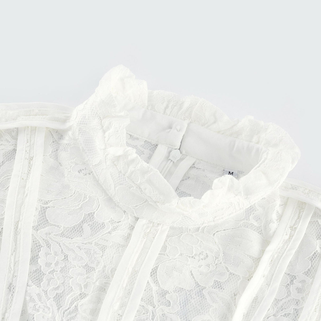 Céline Midi Dress - Romantic Flared Sleeves - Delicate Lace Trim - A - Line Silhouette - Ruffled Hemline - Concealed Zipper