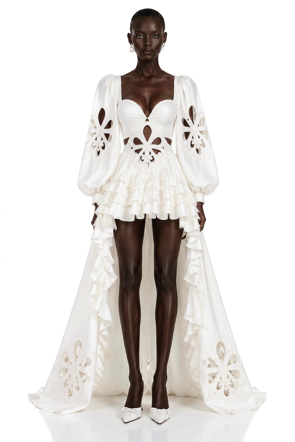 Charity White CutOut Asymmetrical Maxi Dress