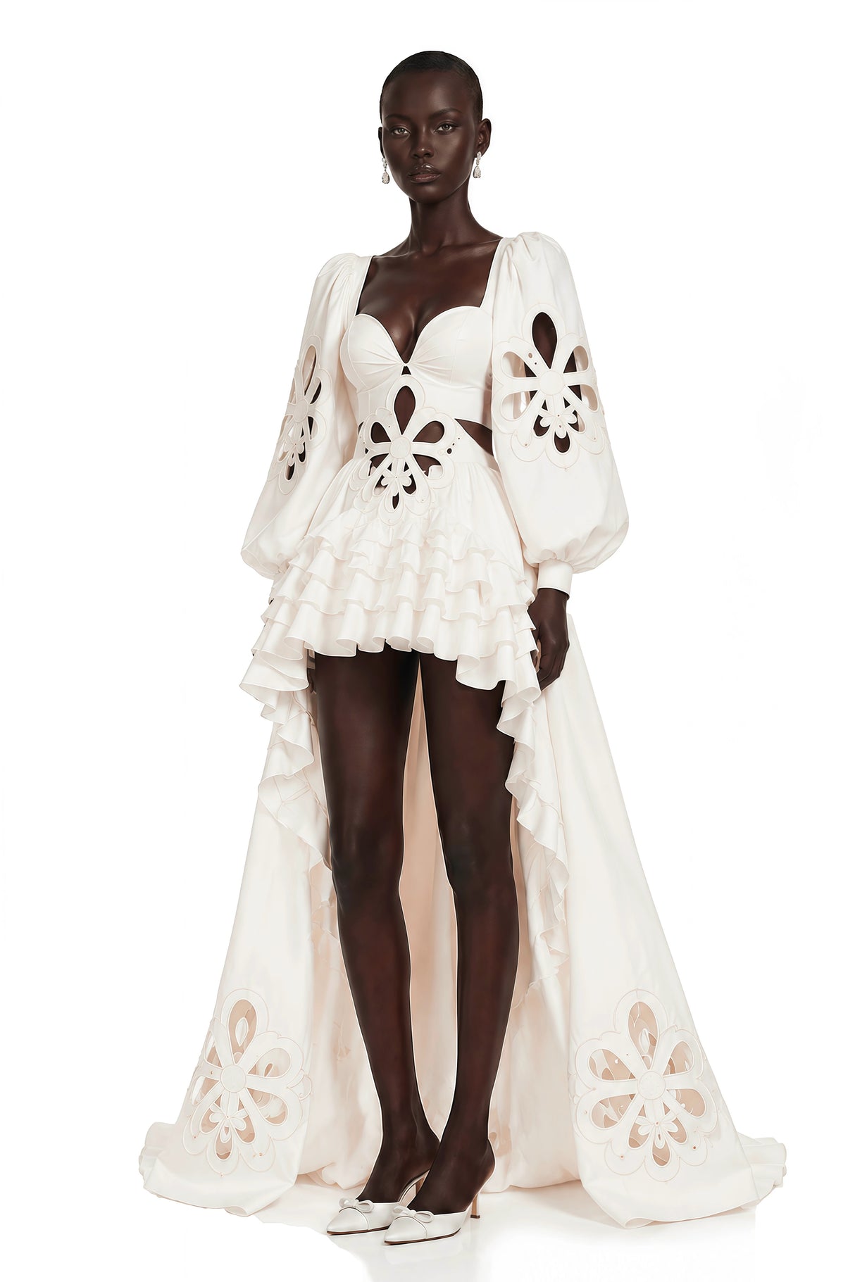Charity White CutOut Asymmetrical Maxi Dress