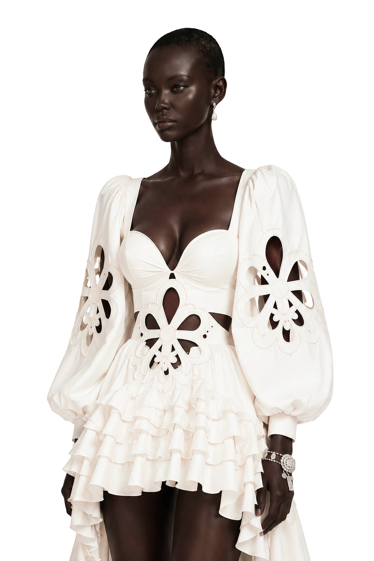 Charity White CutOut Asymmetrical Maxi Dress