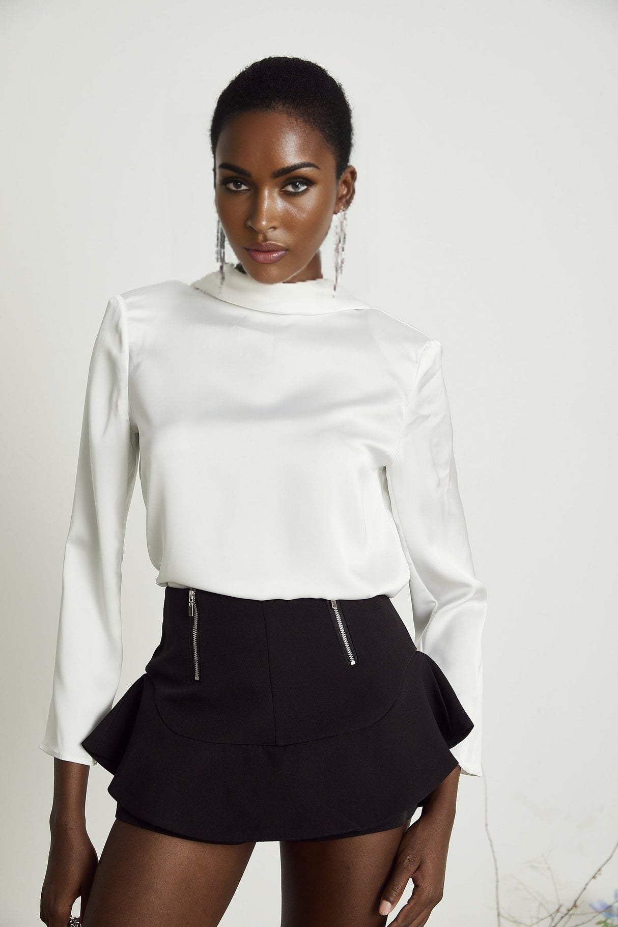 Charlee Stylish Culotte Shorts - Flounce Hem - Layered Design - High Waist - Front Zip Fastening