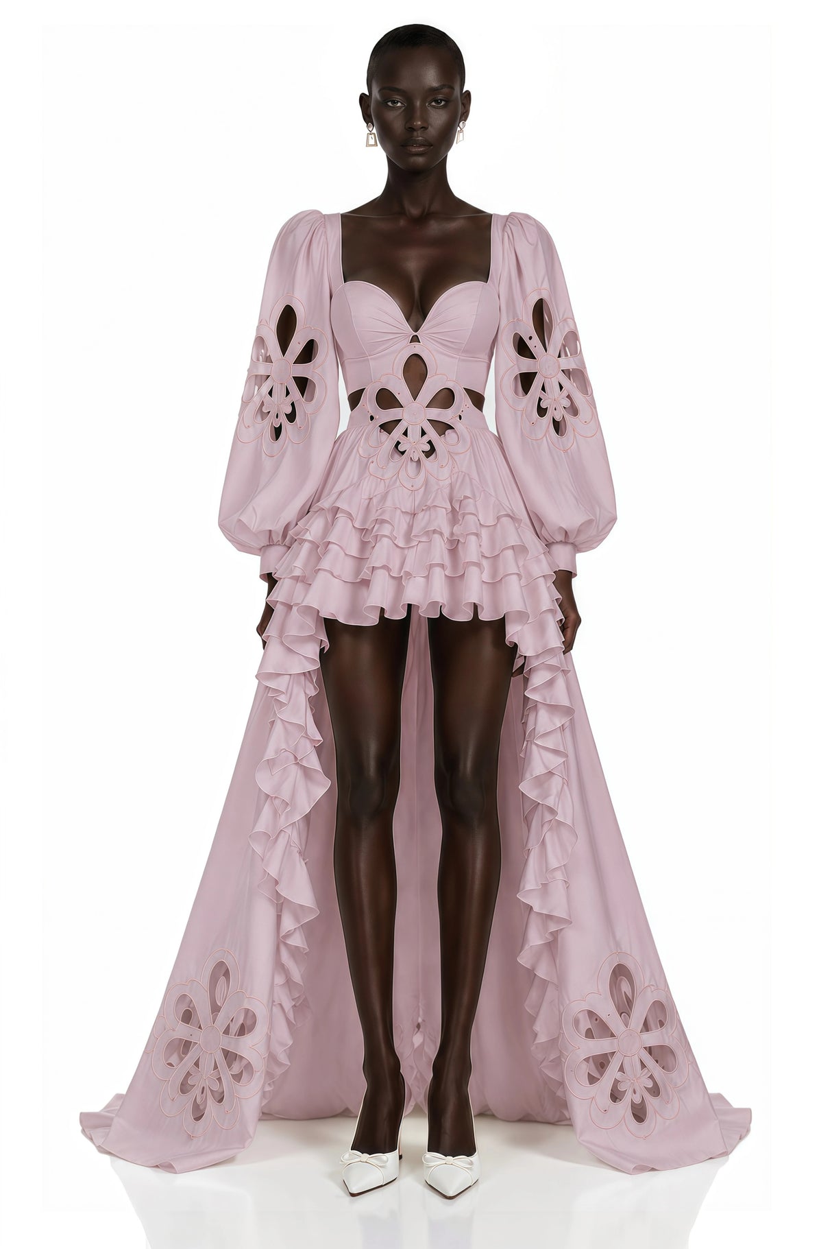 Charles Pink CutOut Asymmetrical Maxi Dress