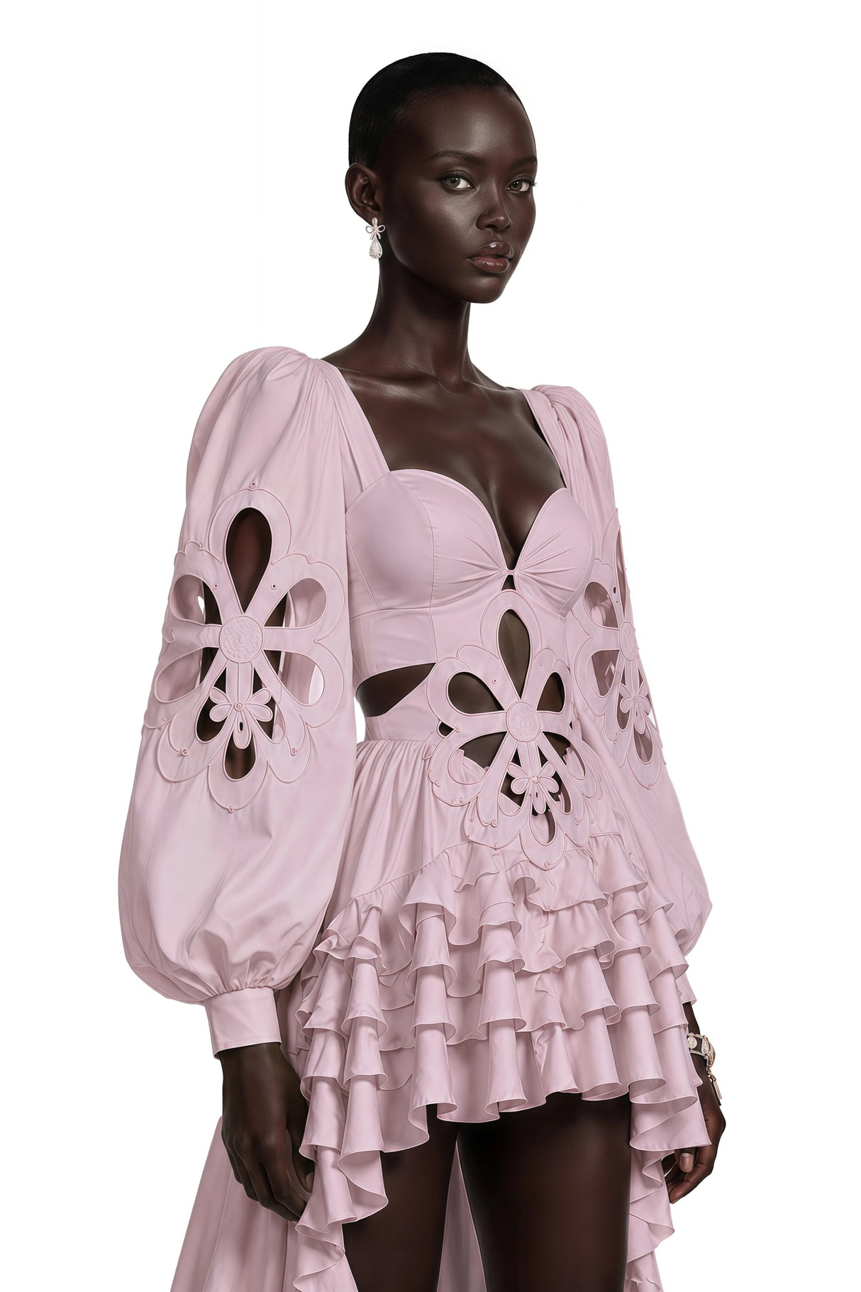 Charles Pink CutOut Asymmetrical Maxi Dress