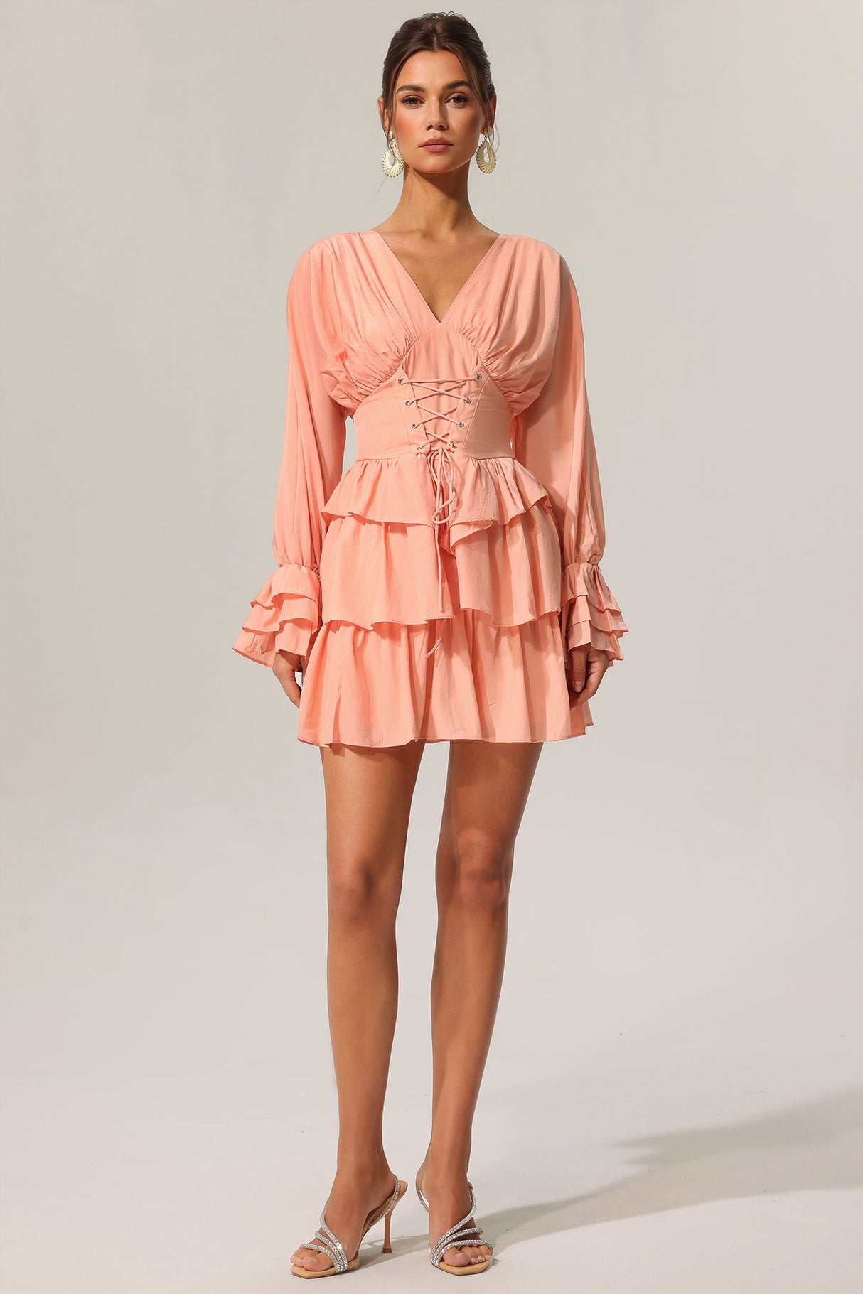 Charlotte Peach Layered Flare Dress