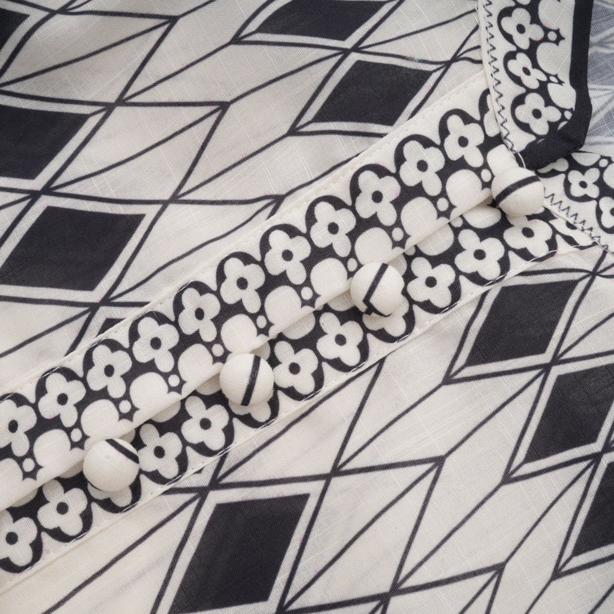 Charlotte Shirt & Shorts - Long Sleeve All - Over Graphic - Front Button Fastening - Elasticated Waist Thigh Length