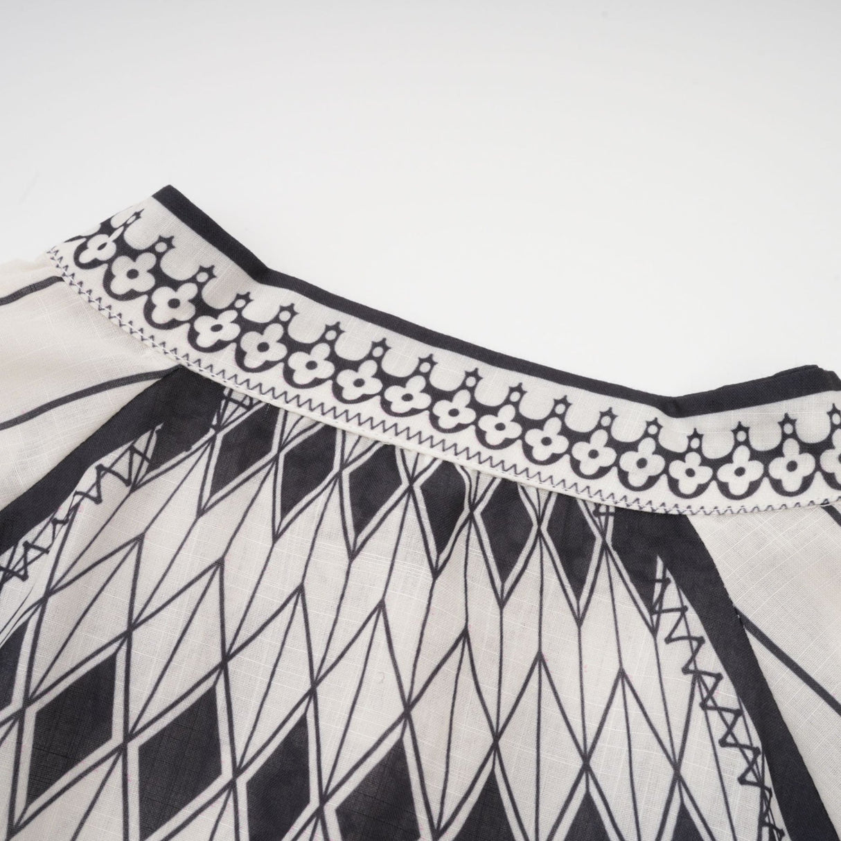 Charlotte Shirt & Shorts - Long Sleeve All - Over Graphic - Front Button Fastening - Elasticated Waist Thigh Length