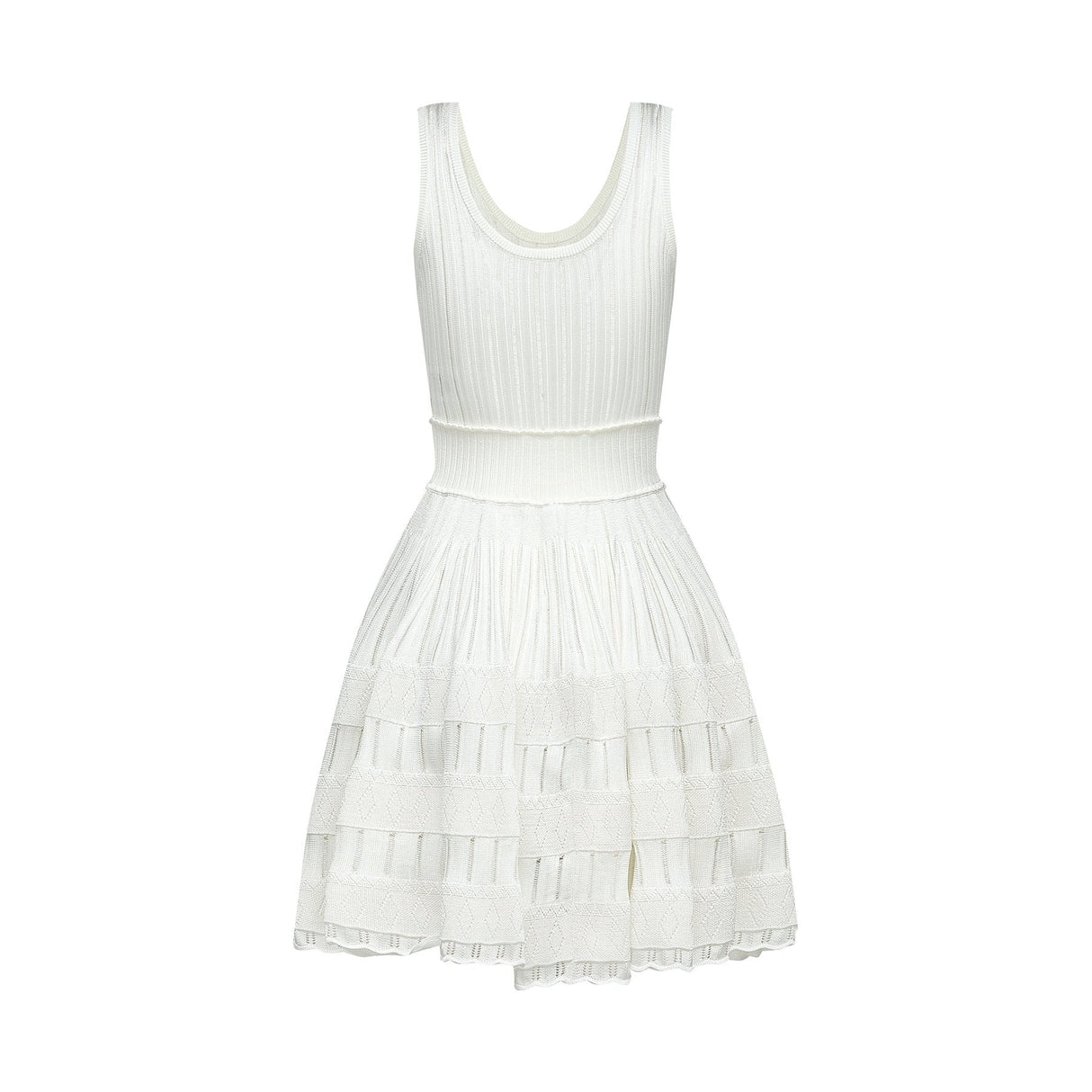 Cherish Mini Dress - U - neck - Sleeveless - Cut - out & Pleated Detailing - Flared Skirt
