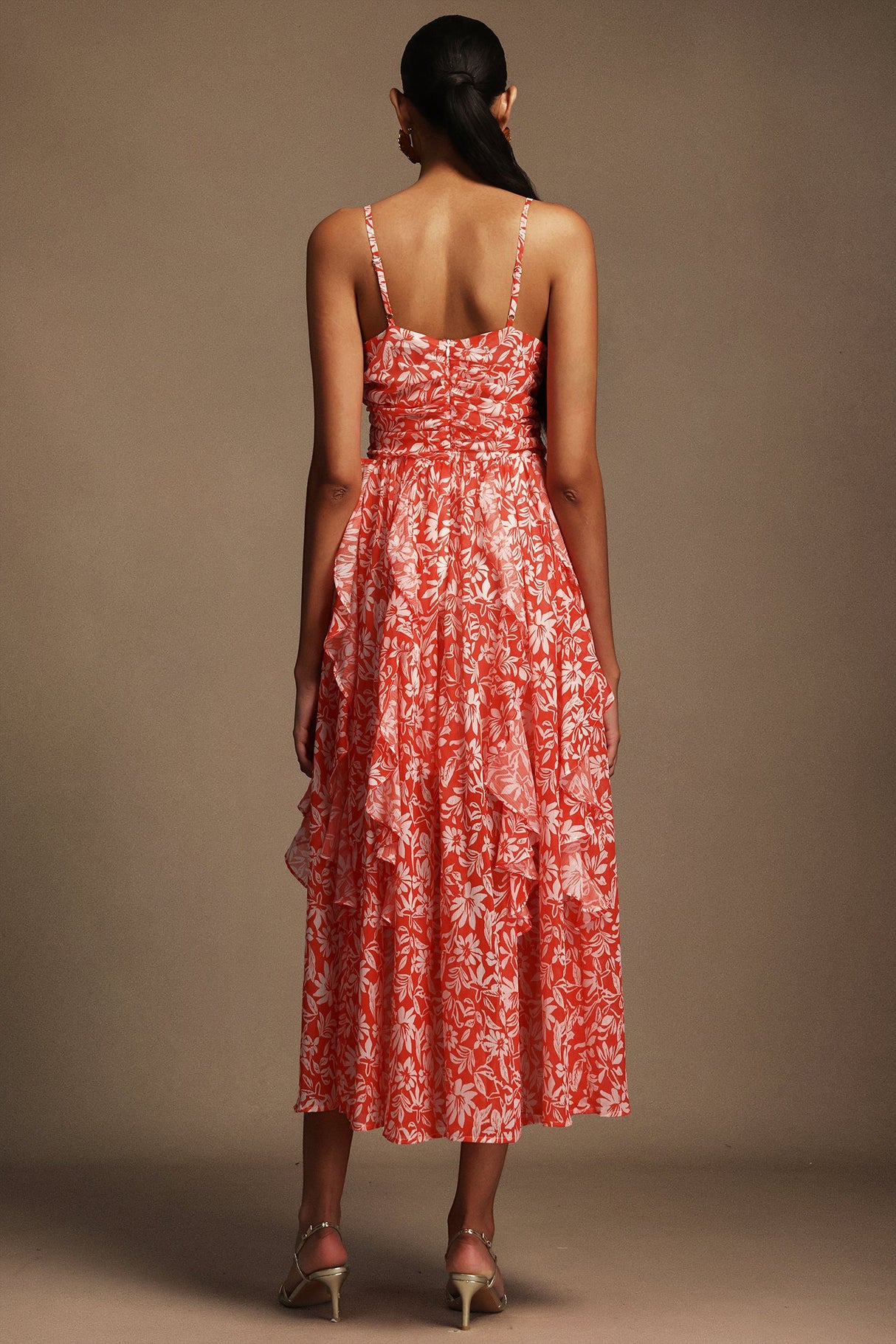 Cherish Red Floral Halter Midi Dress