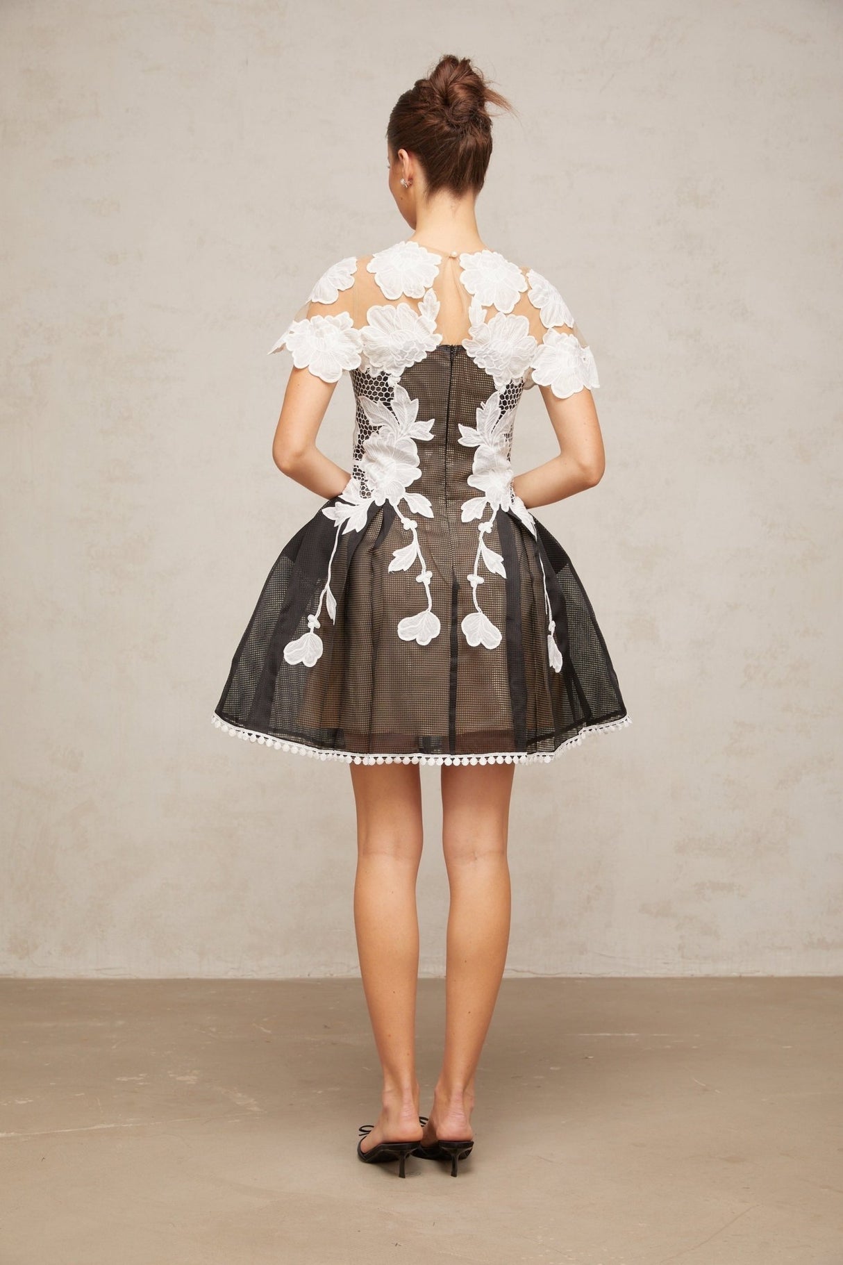 Cheyenne Mini Dress - Color Blocked Design - Cap Sleeves - Cinched Waist - Pleated Detailing