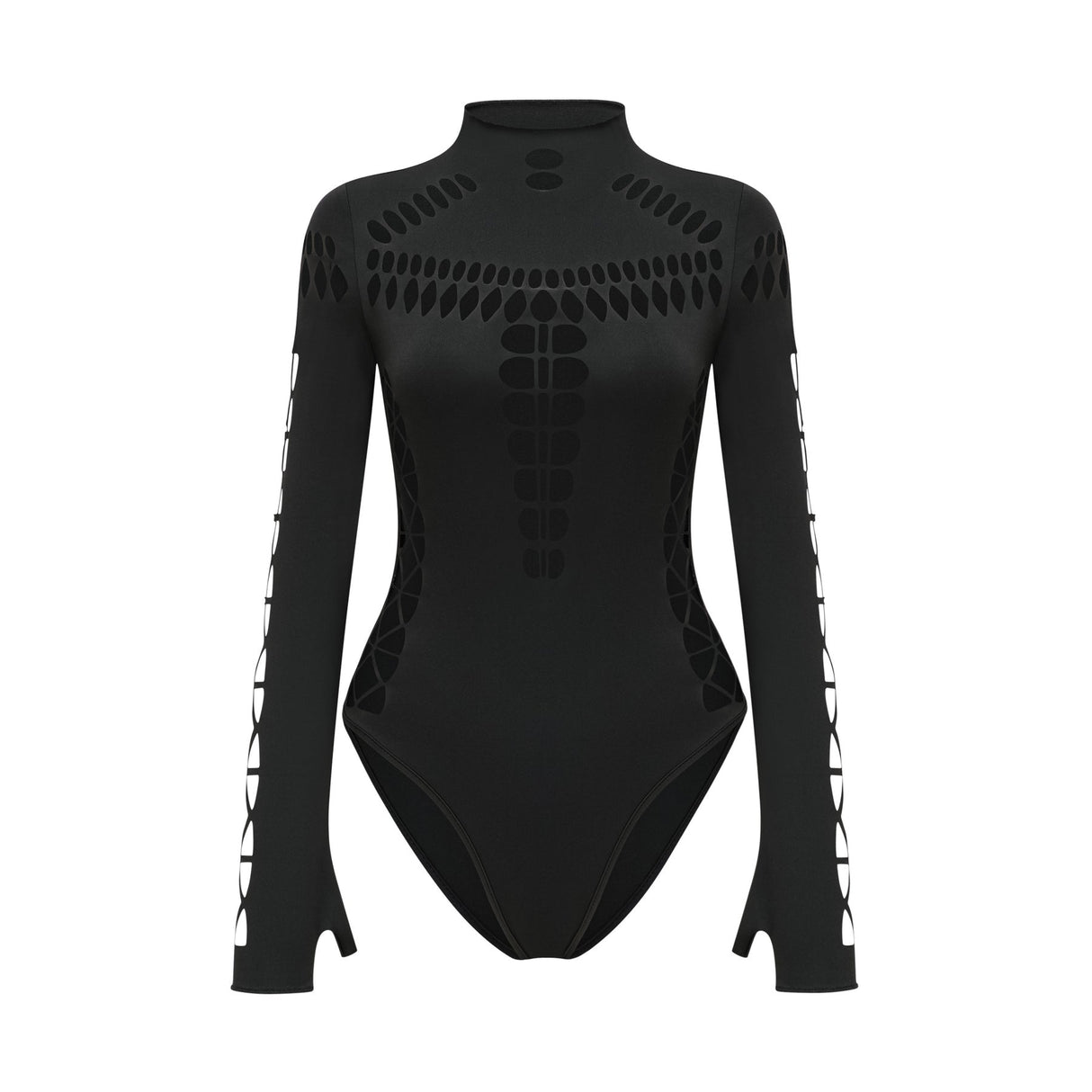 Chiara Bodysuit - Mock Neck - Cut - Out Design - Bodycon Fit - Long Sleeves