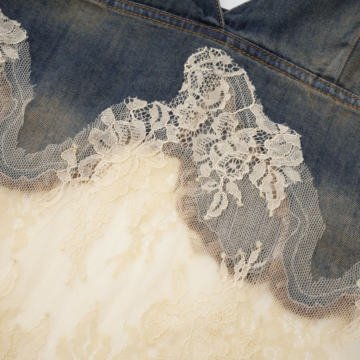 Chiara Top & Shorts - Denim Blend - Lace Detailing - Elasticated Waistband - Side Pockets