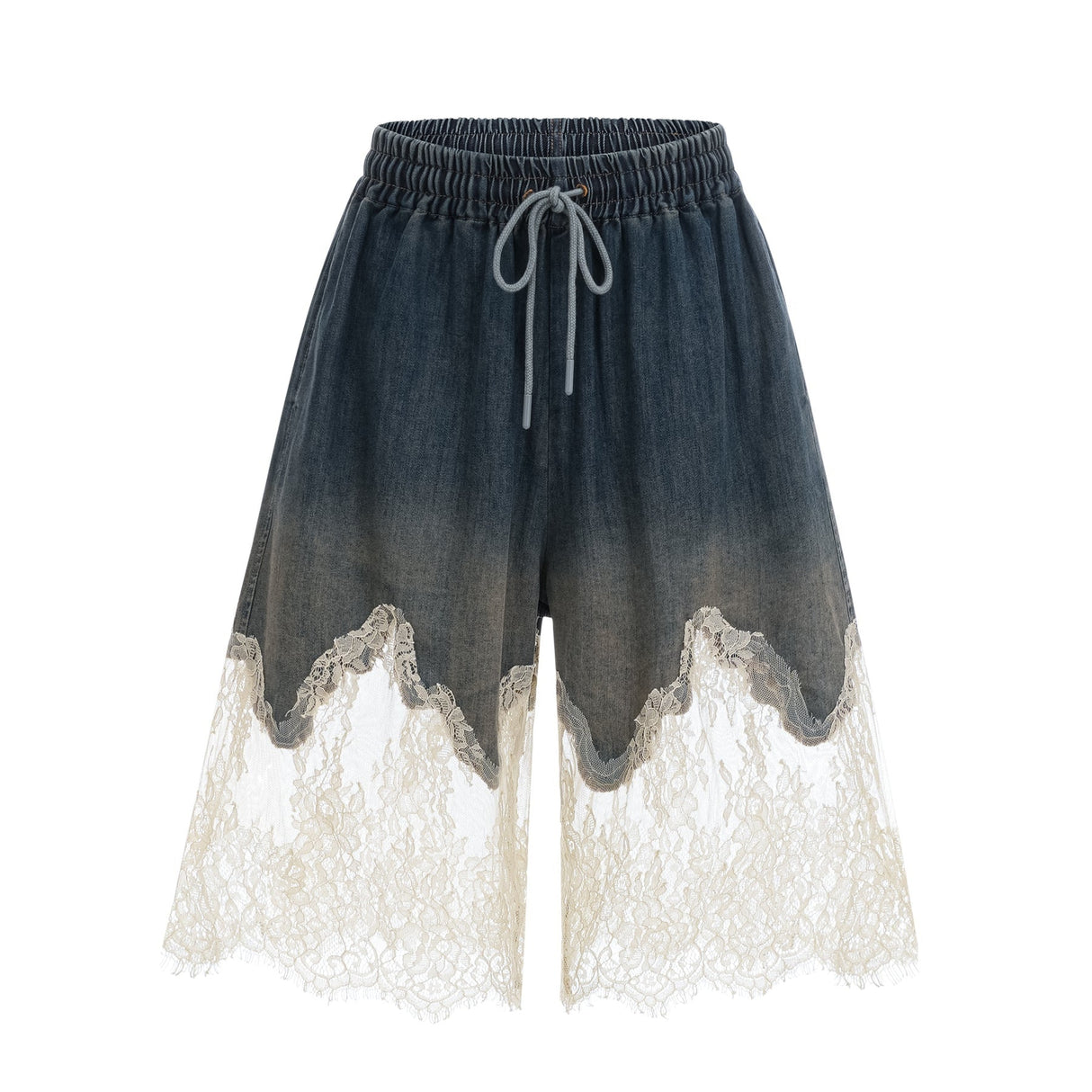 Chiara Top & Shorts - Denim Blend - Lace Detailing - Elasticated Waistband - Side Pockets