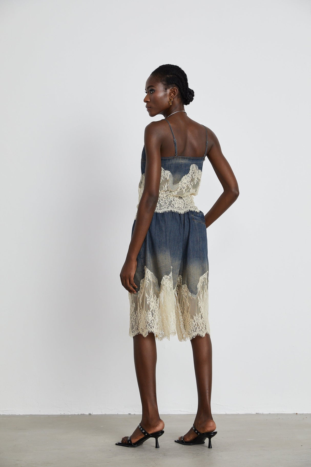 Chiara Top & Shorts - Denim Blend - Lace Detailing - Elasticated Waistband - Side Pockets