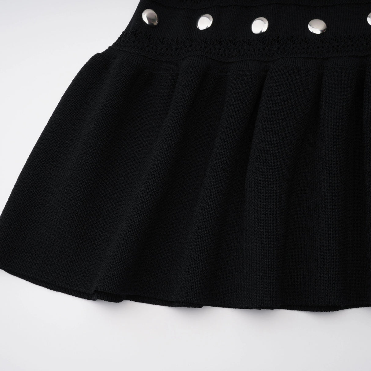 Chloé Black Long Sleeve Studded Crochet Knit Midi dress