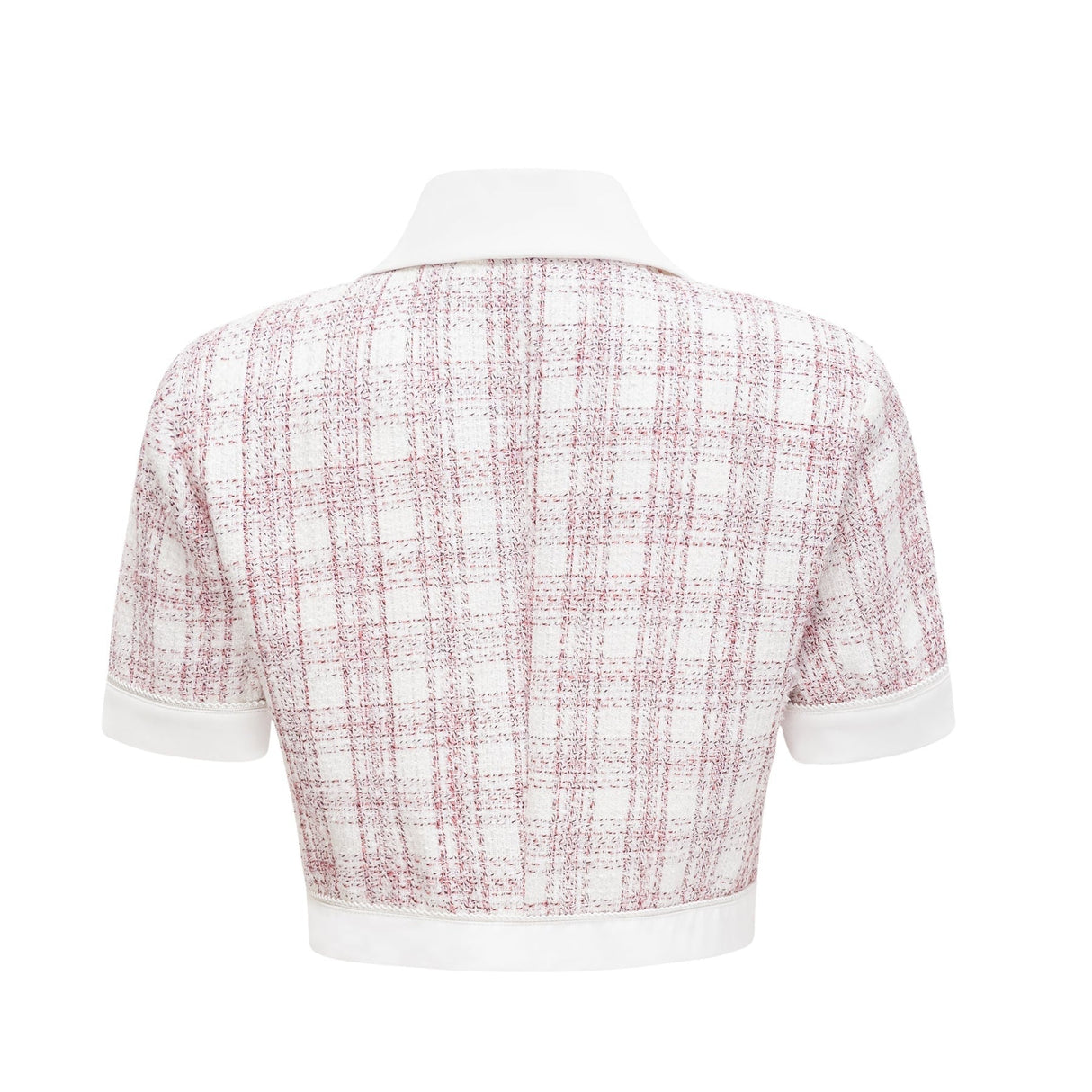 Chloe Tweed Outfit - Cropped Top with Lapels - Short Sleeves - Button Fastening - Mini Skirt with Side Zip - Straight Hem - Chic Matching Set