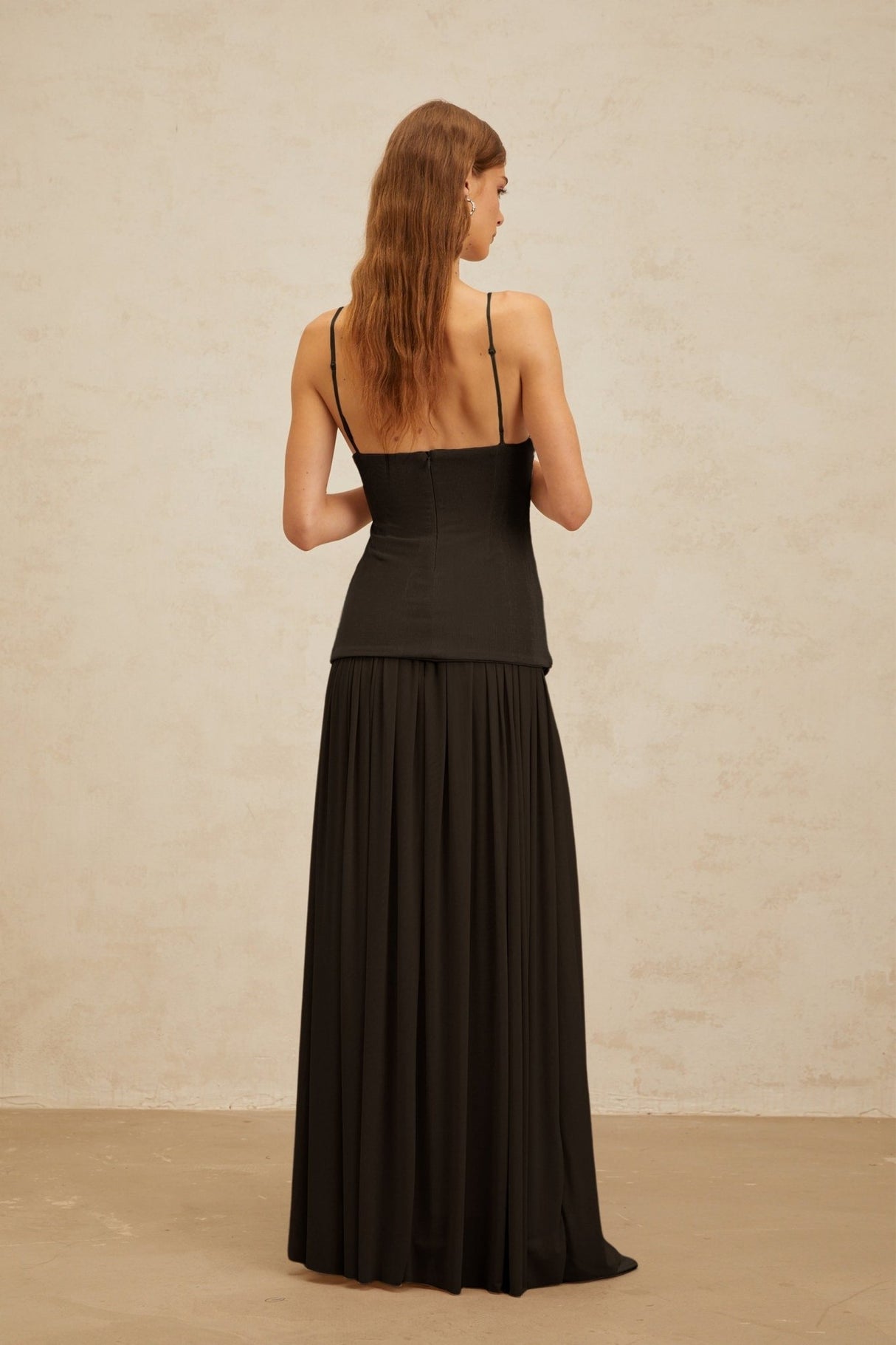 Cinzietta Top & Skirt - V - Neck - Pleated Detailing - Adjustable Straps - Ruched Detailing - Brooch Accent