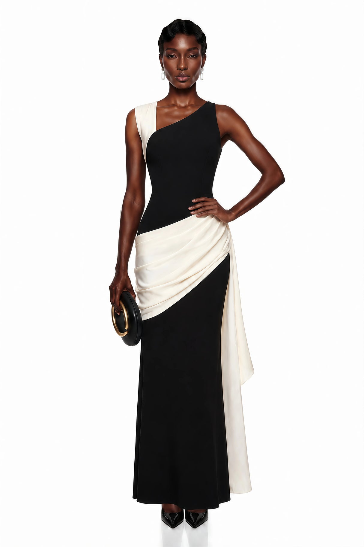 Circe Color Block Asymmetrical Maxi Dress