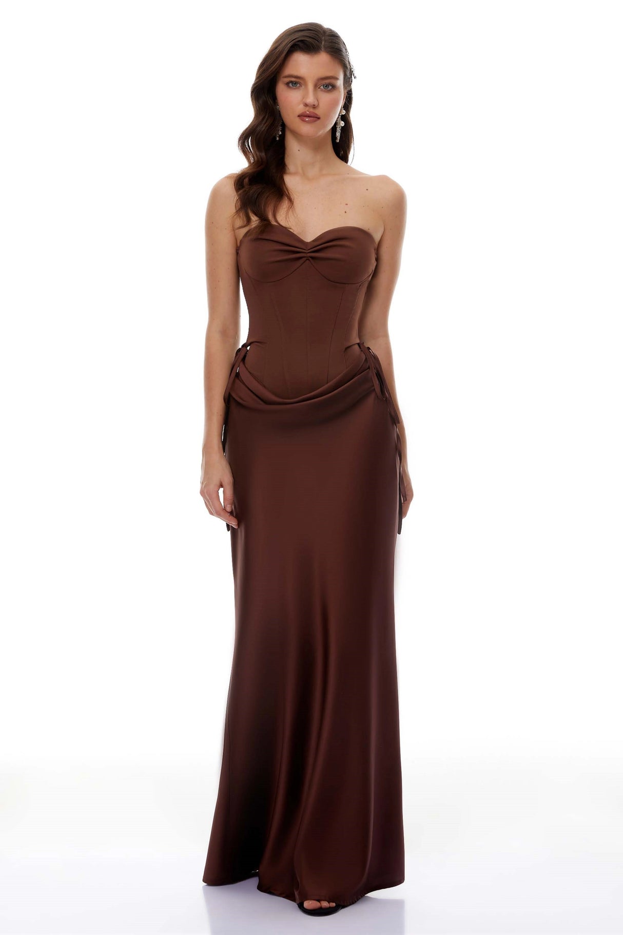 Clara Brown OffShoulder Bodysuit Satin Skirt Set