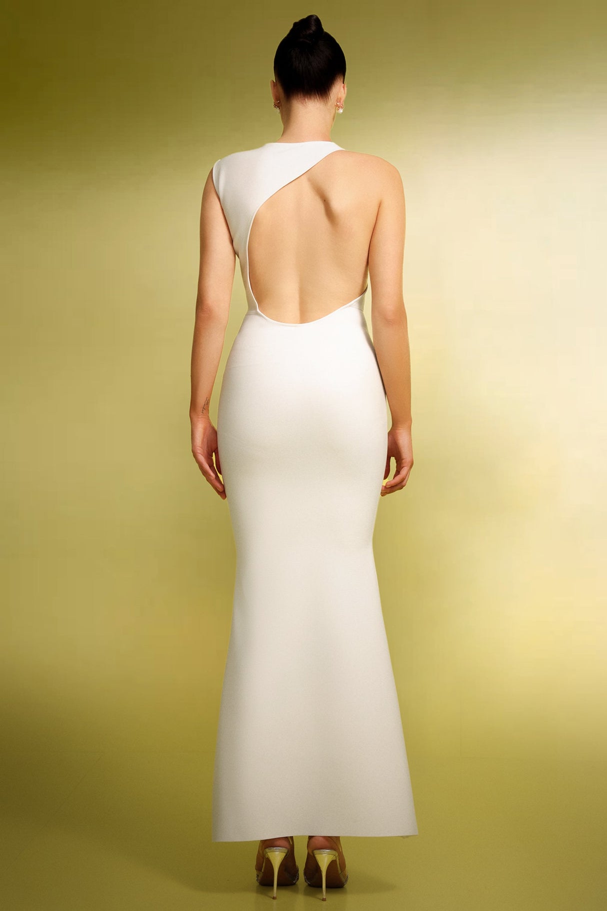 Clara White Bandage Backless Maxi Dress for Formal Events