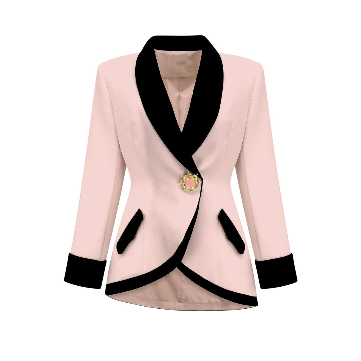 Clarissa Jacket & Skirt - Tonal Lapels - Contrast Colors - Panelled Design - Front Button Detailing