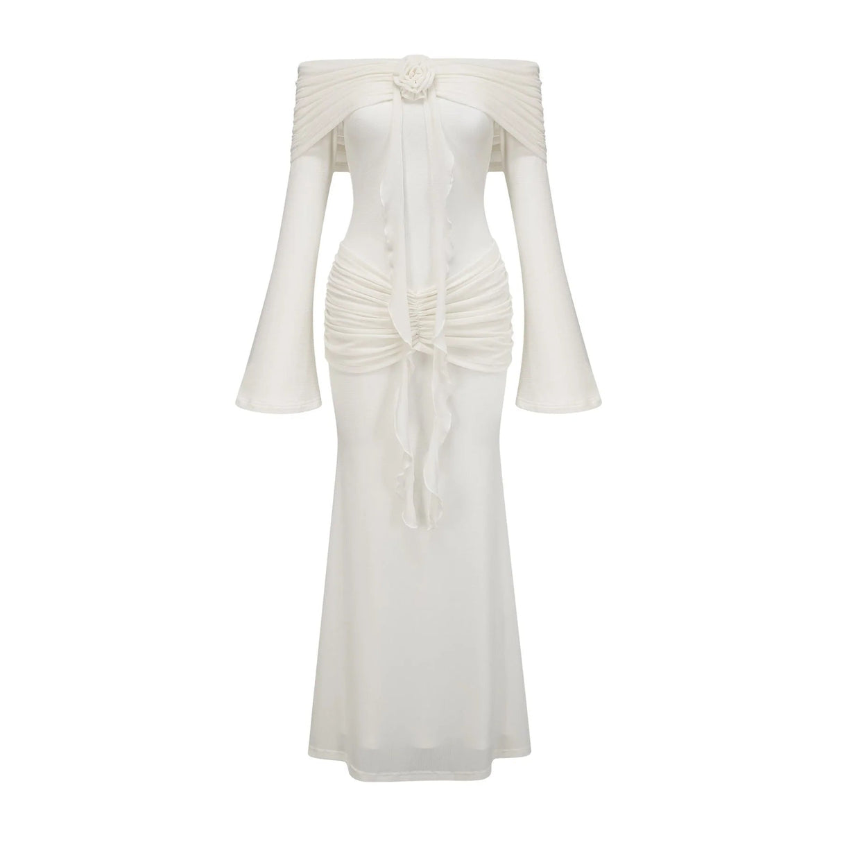 Clarissa Maxi Dress White Floral Appliqu Glitter Mermaid Hem