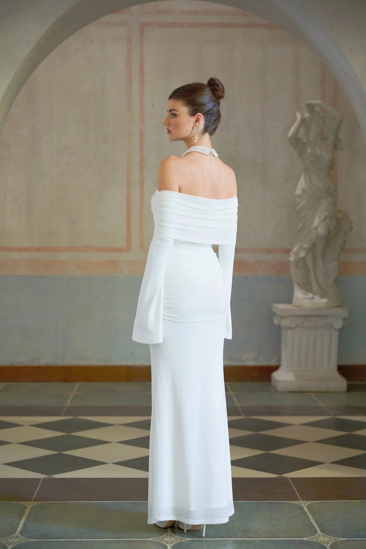 Clarissa Maxi Dress White Floral Appliqu Glitter Mermaid Hem