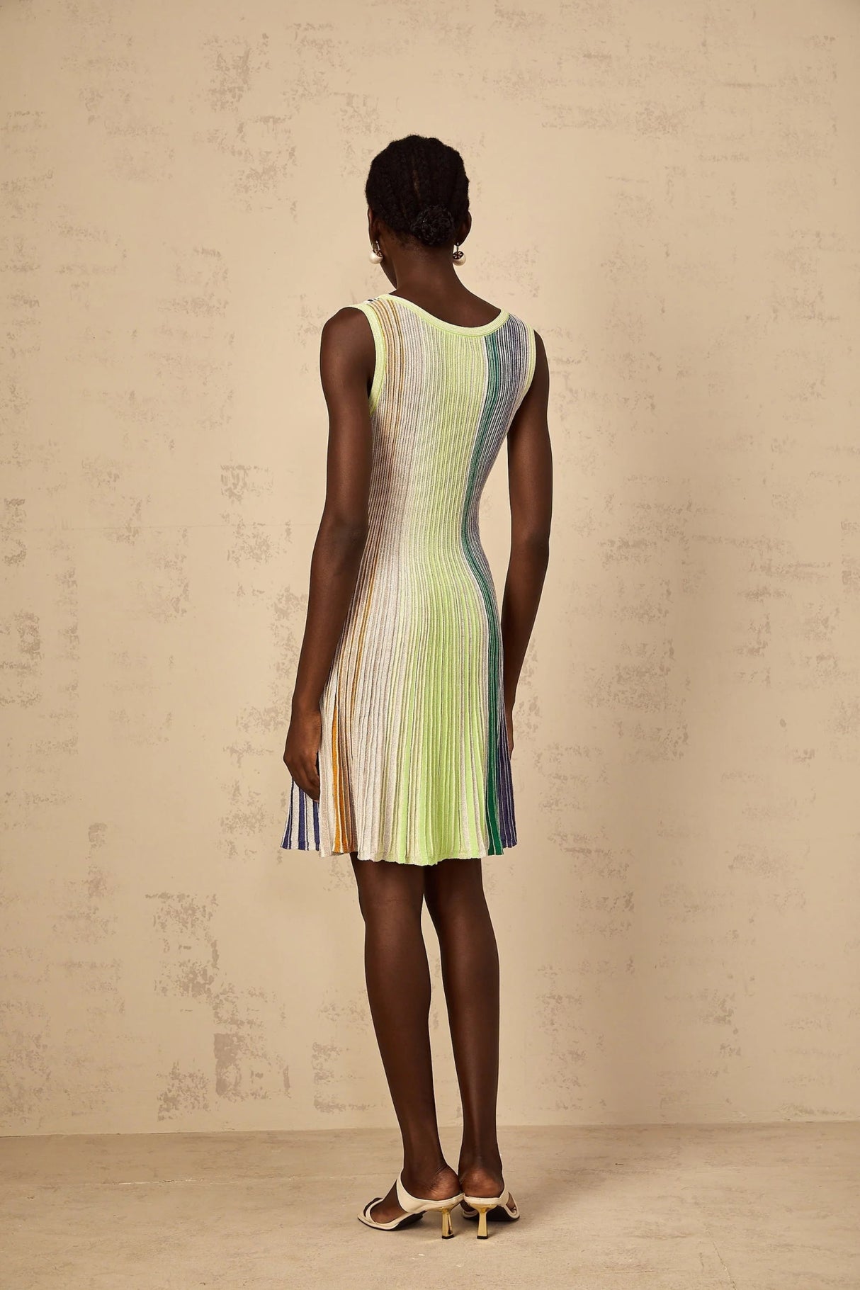 Clarissa Mini Dress Green Sequin Stripe Texture Mini - Length