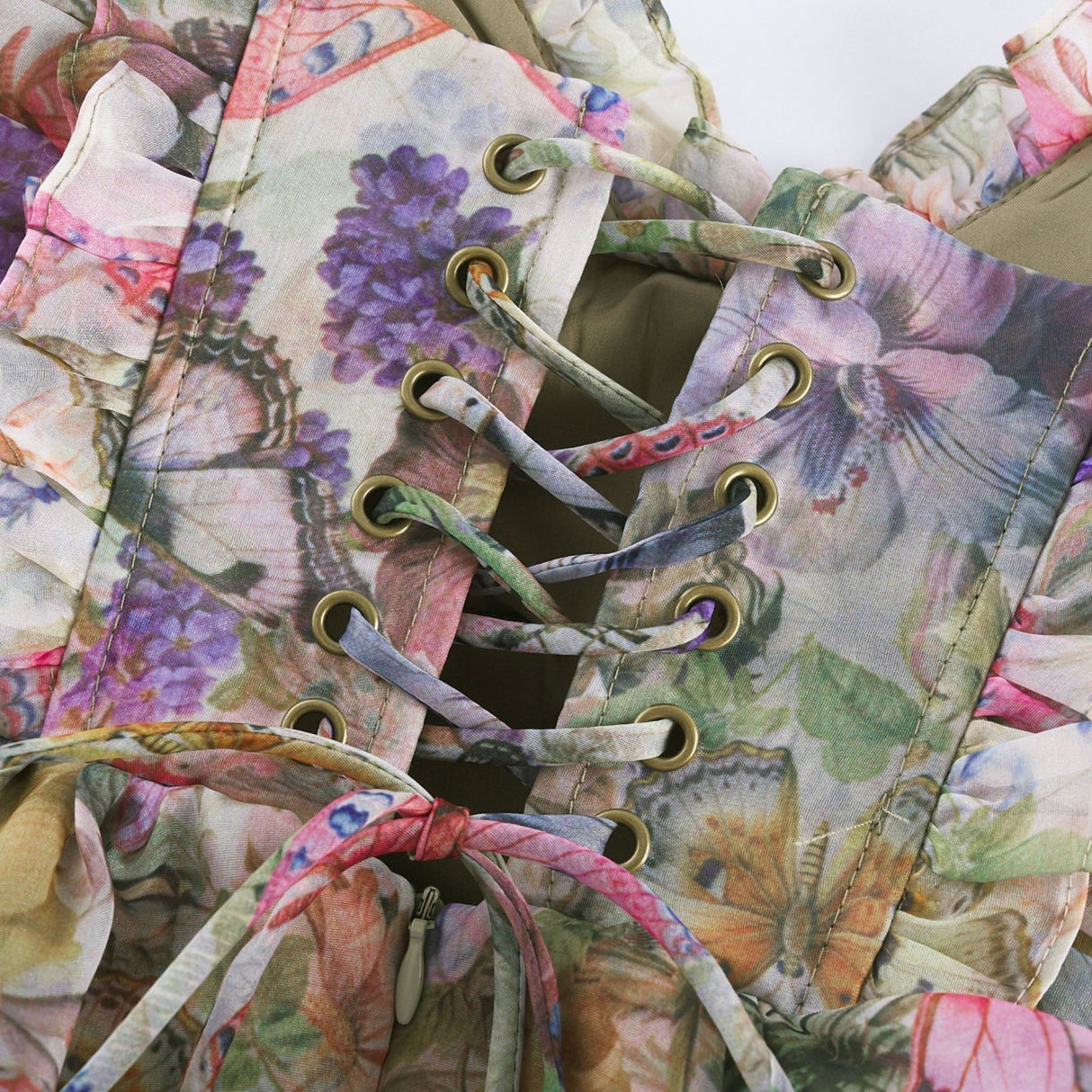 Clarissa Mini Dress - Sleeveless - Floral Print - Bustier Style - High Waist - Tiered Design