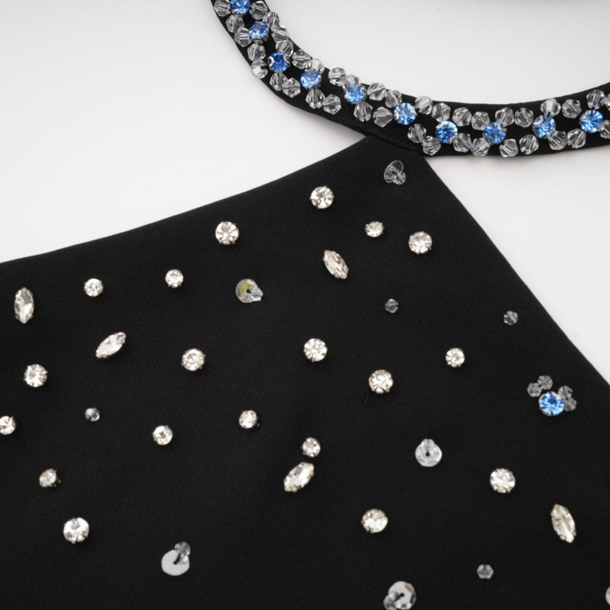 Clarissa Skirt & Top Set - Halterneck Top - Crystal Embellishment - Rear Zip Fastening - Cropped Design