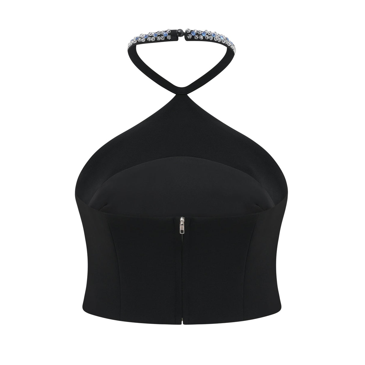 Clarissa Skirt & Top Set - Halterneck Top - Crystal Embellishment - Rear Zip Fastening - Cropped Design