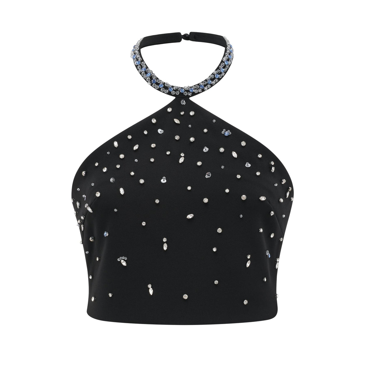 Clarissa Skirt & Top Set - Halterneck Top - Crystal Embellishment - Rear Zip Fastening - Cropped Design