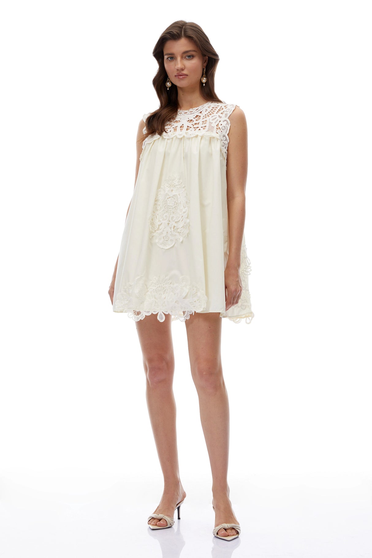 Clementine White CutOut Mini Dress with Lace Panels