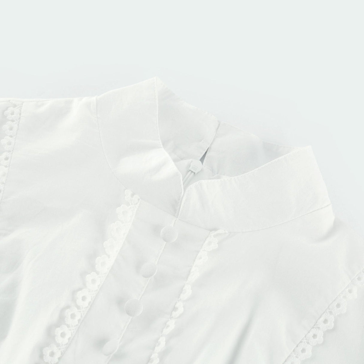 Coline Midi Dress - Soft Round Neckline - Short Puffed Sleeves - Floral Embroidery - Tiered Skirt - Semi - Sheer Style